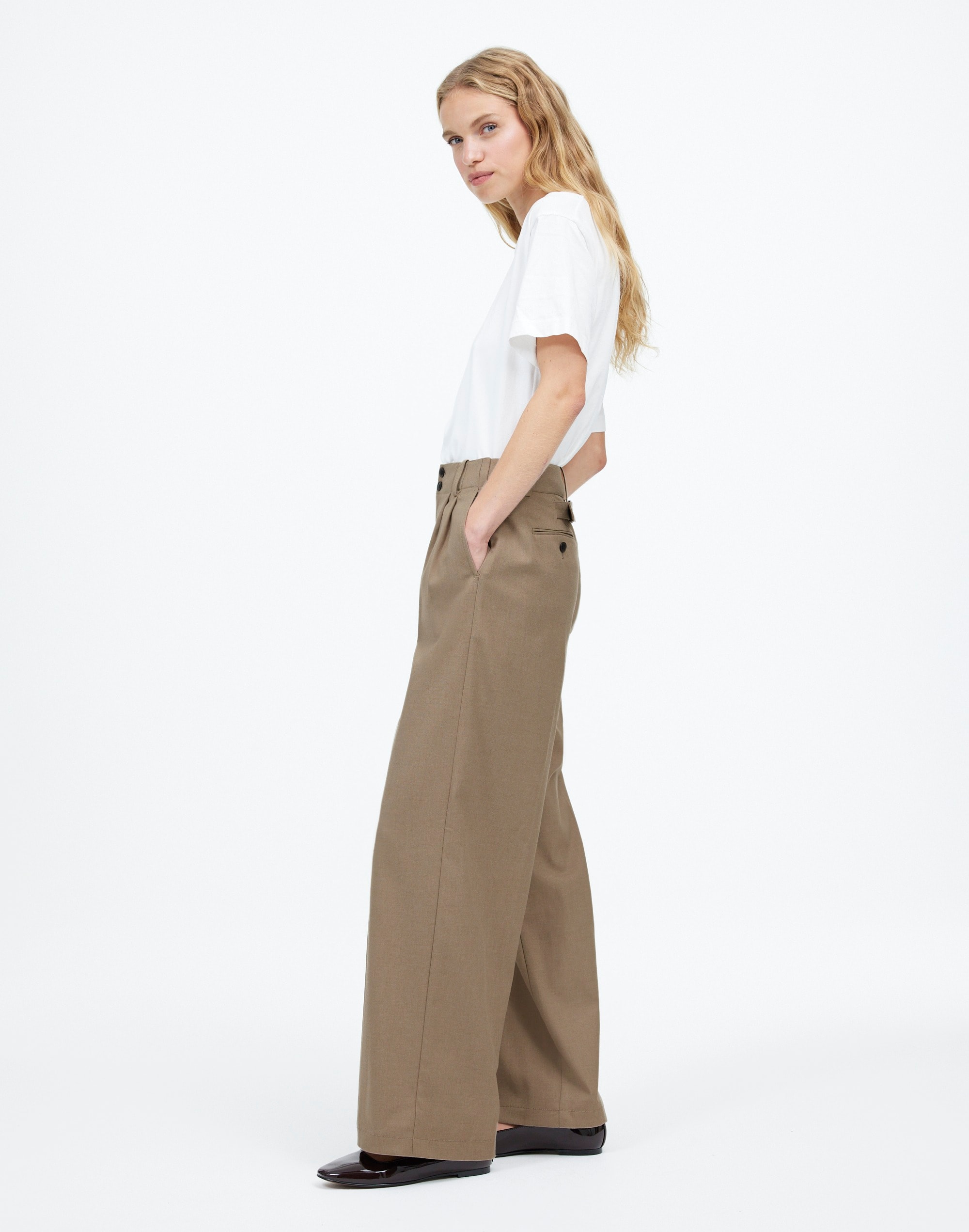 The Tall Harlow Wide-Leg Trouser in Brushed Twill