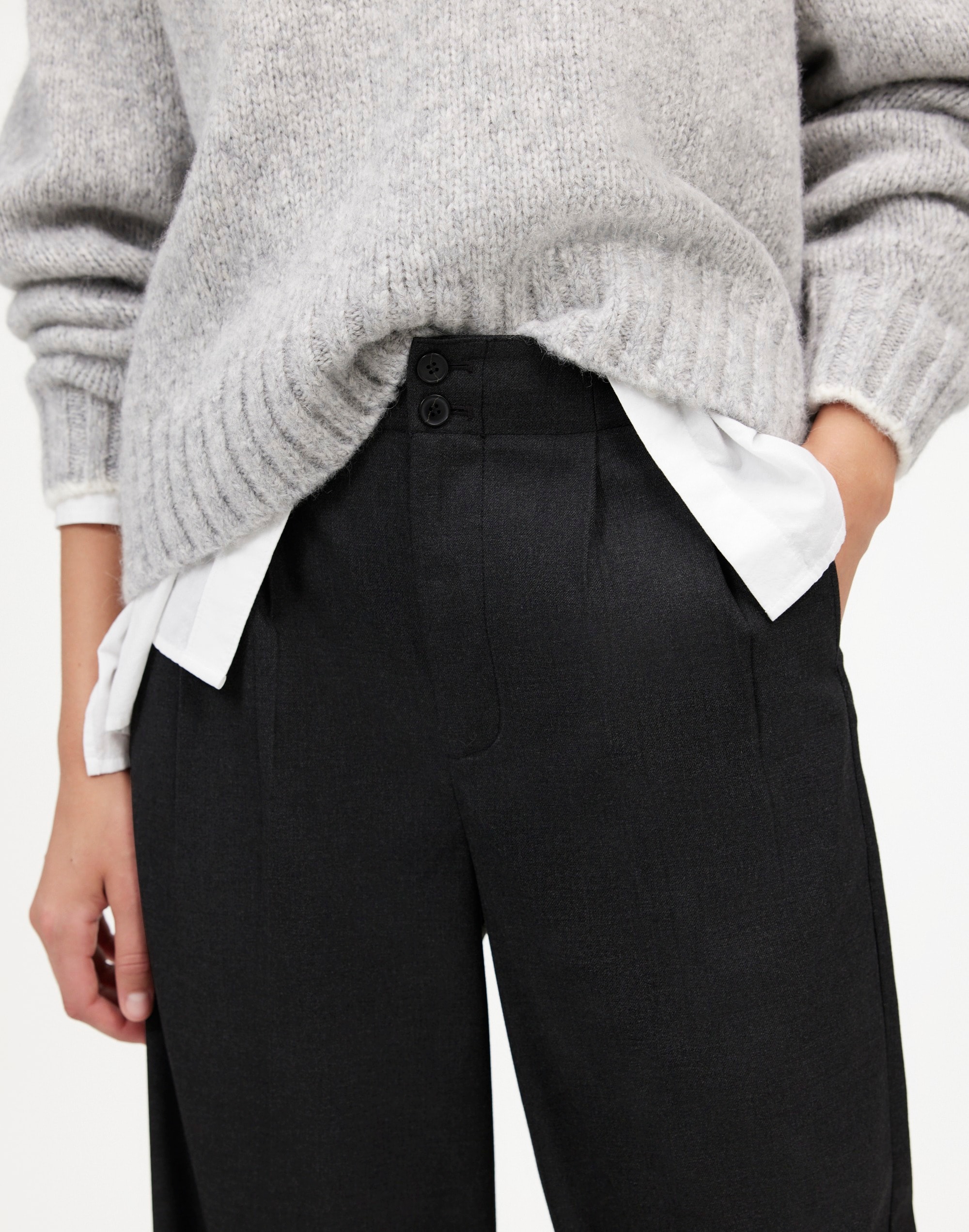 The Harlow Wide-Leg Trouser in Brushed Twill