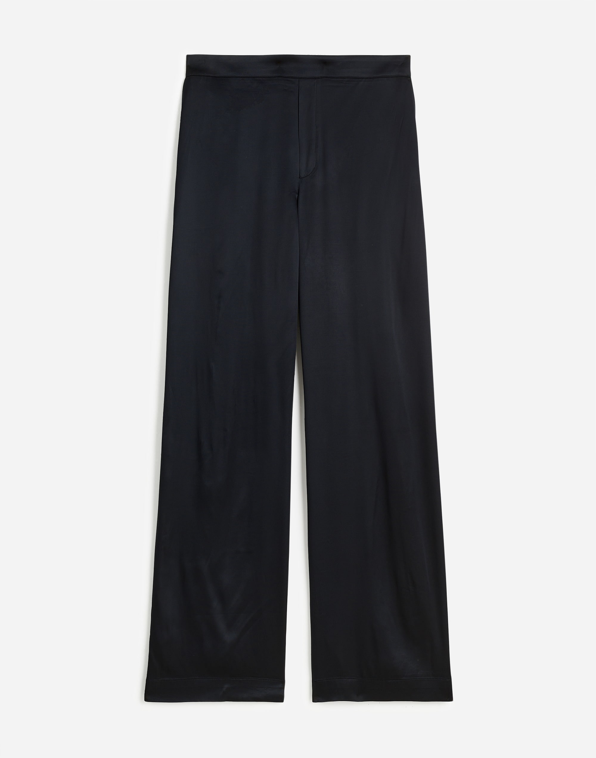 Pull-On Straight Pants in Stretch Satin