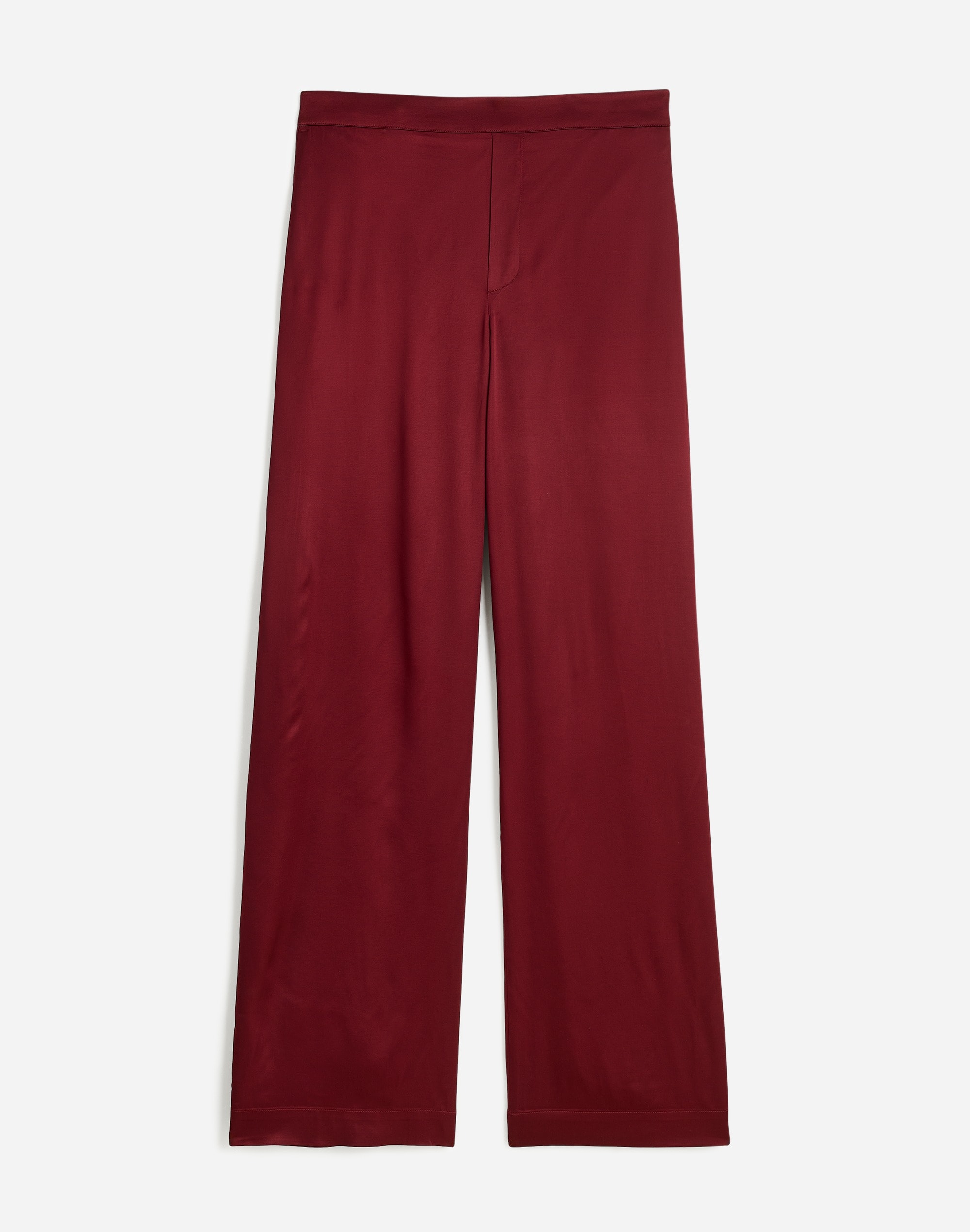 Pull-On Straight Pants in Stretch Satin