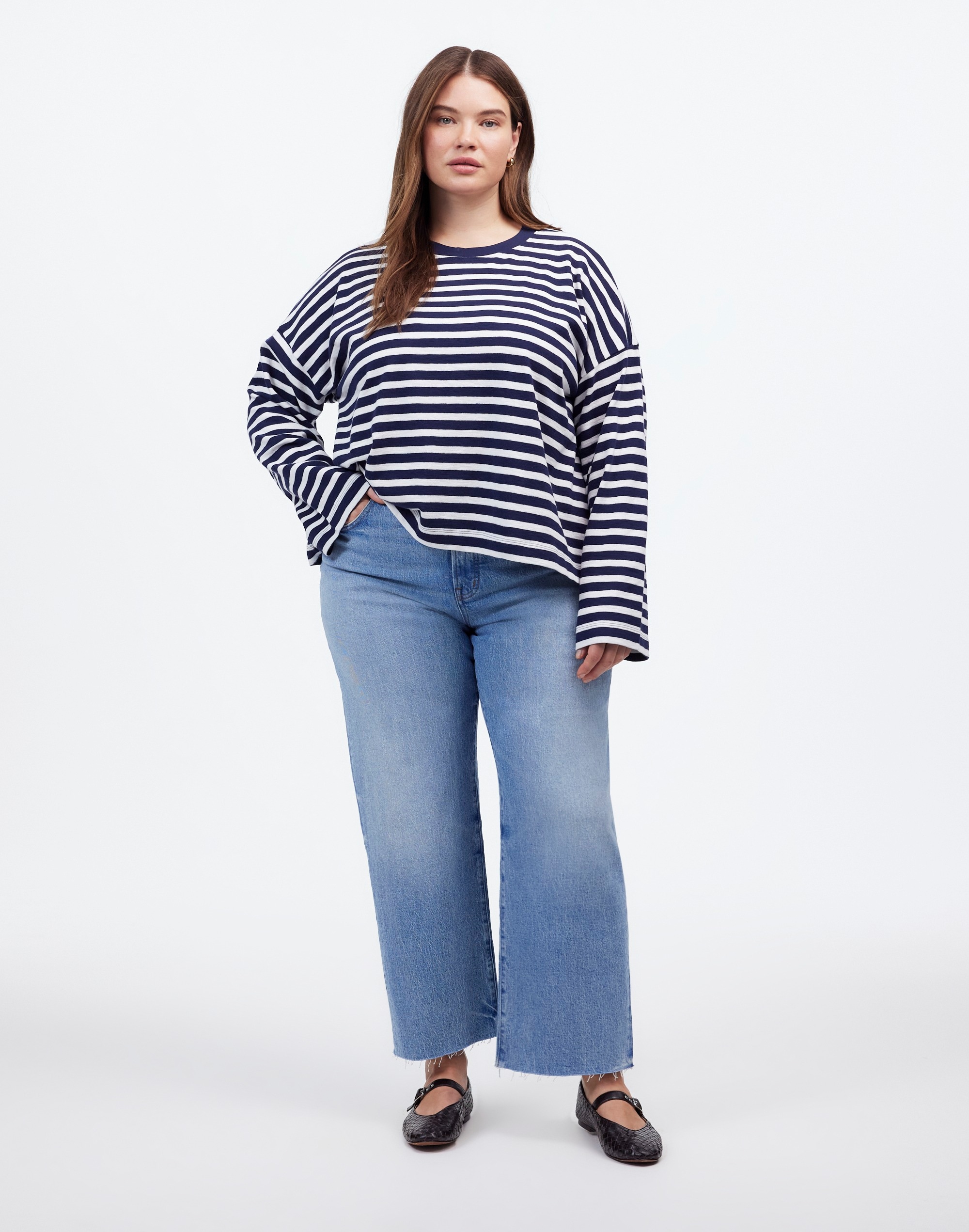 the plus perfect vintage wide-leg crop jean in hallstead wash