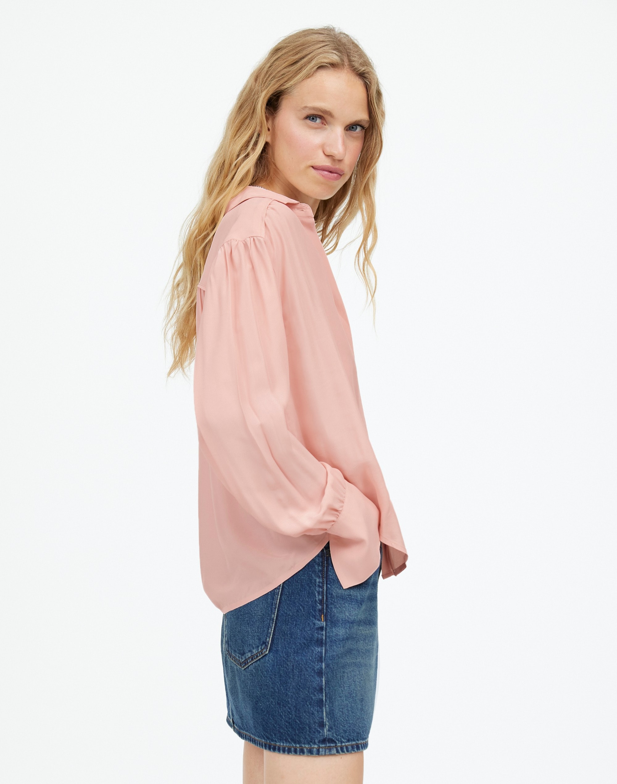 Long-Sleeve Button-Front Top