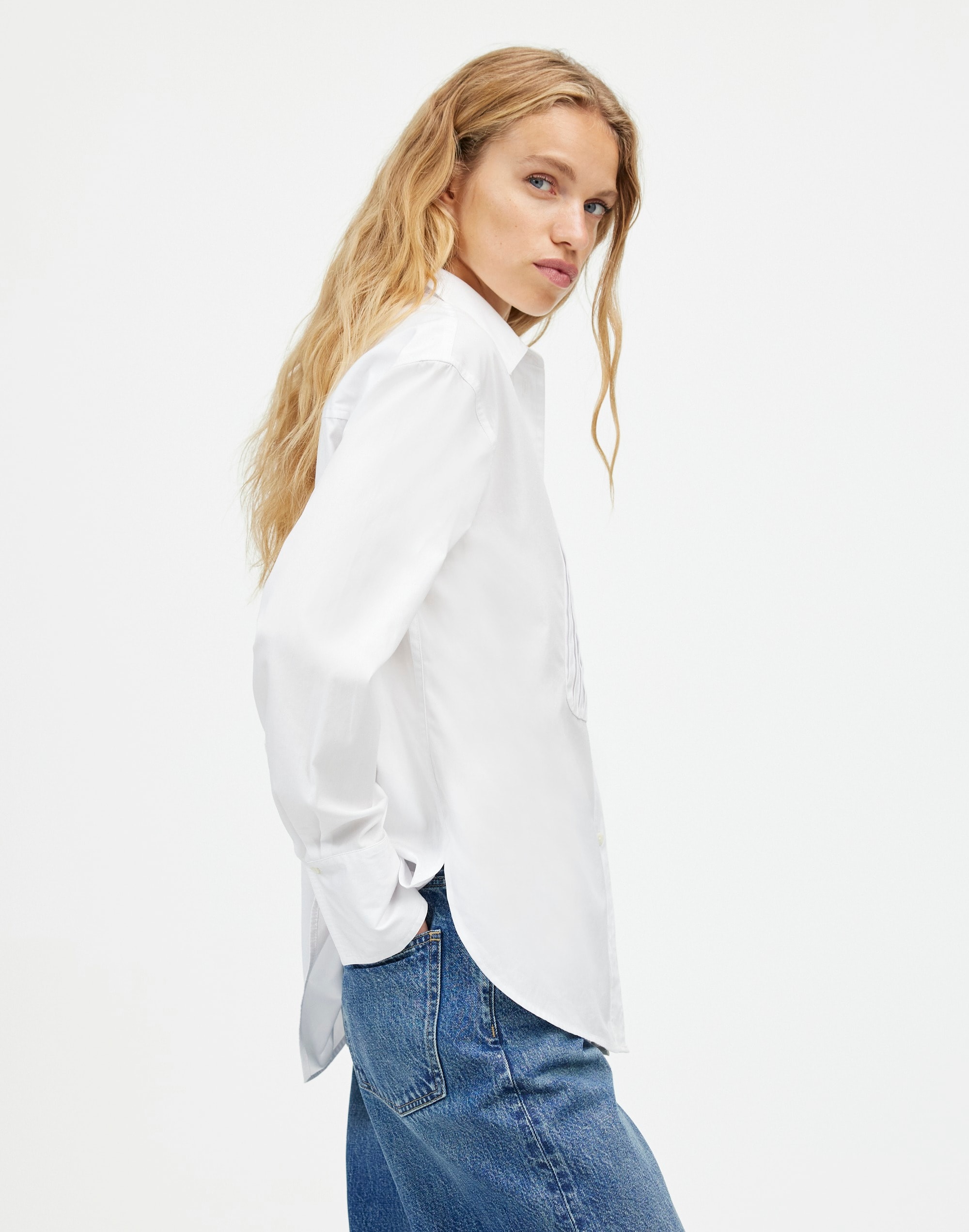 Tuxedo Button-Up Shirt in Poplin