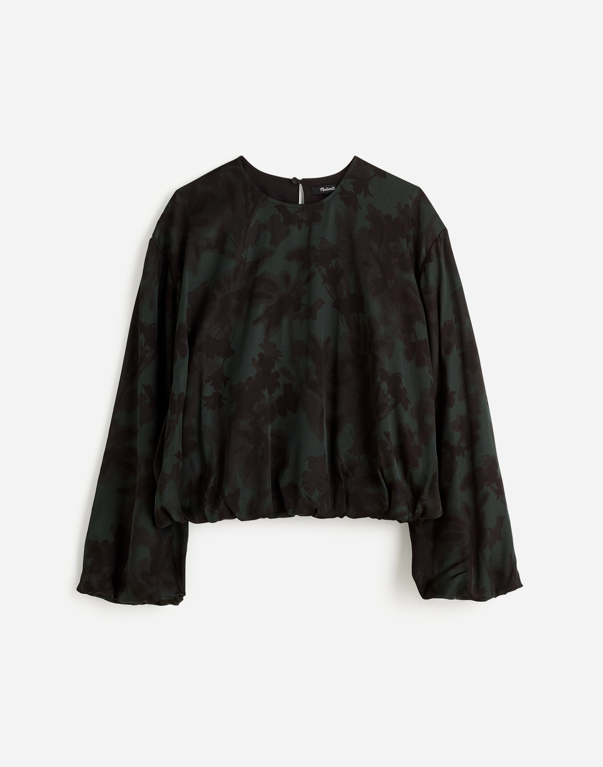 Long-Sleeve Bubble-Hem Top in Satin