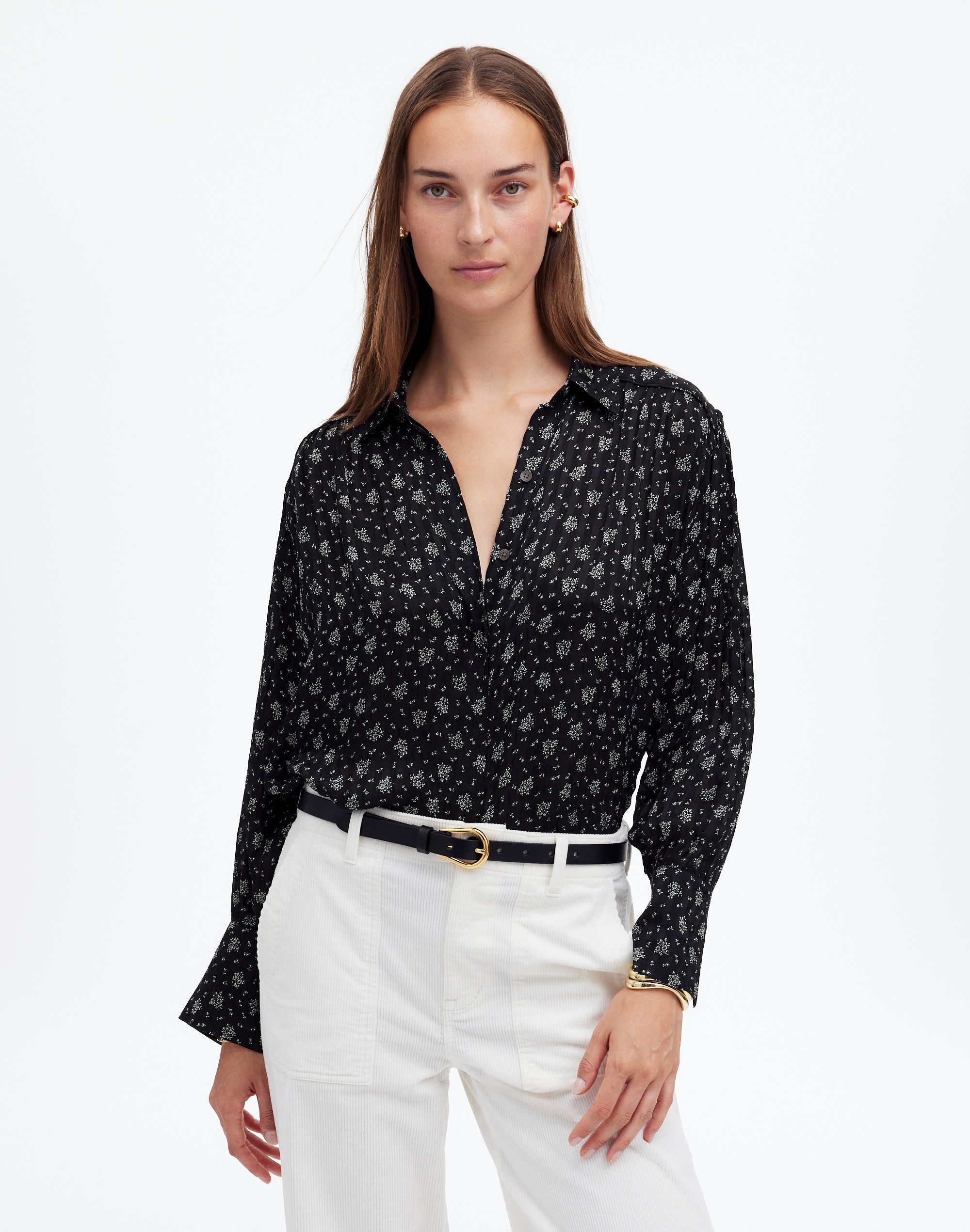 Long-Sleeve Button-Front Top