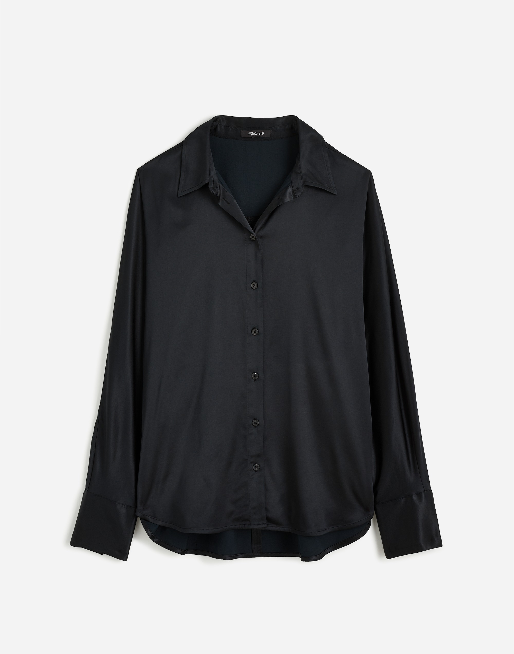 Relaxed Dolman Button-Up Shirt in Satin