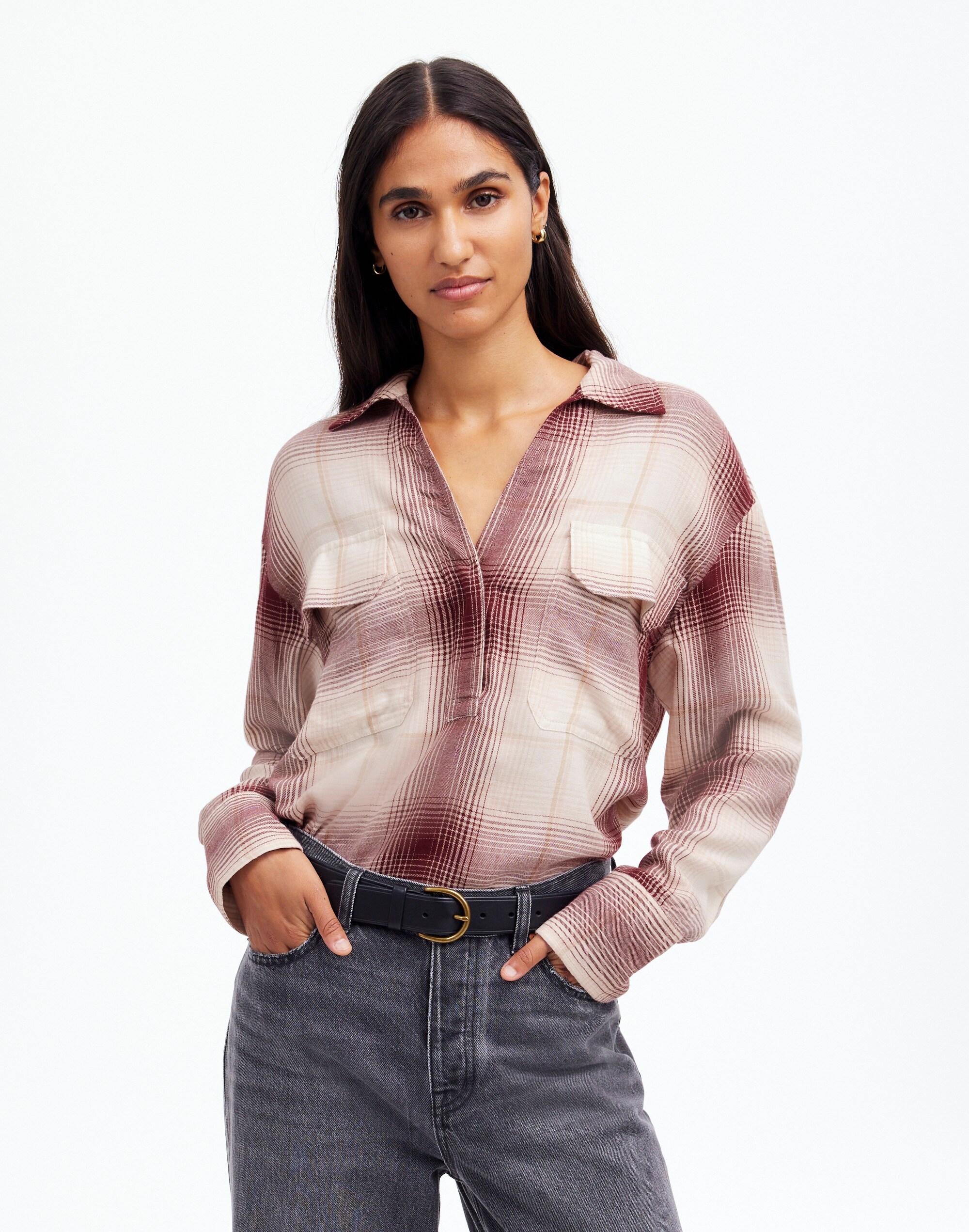 popover shirt in plaid