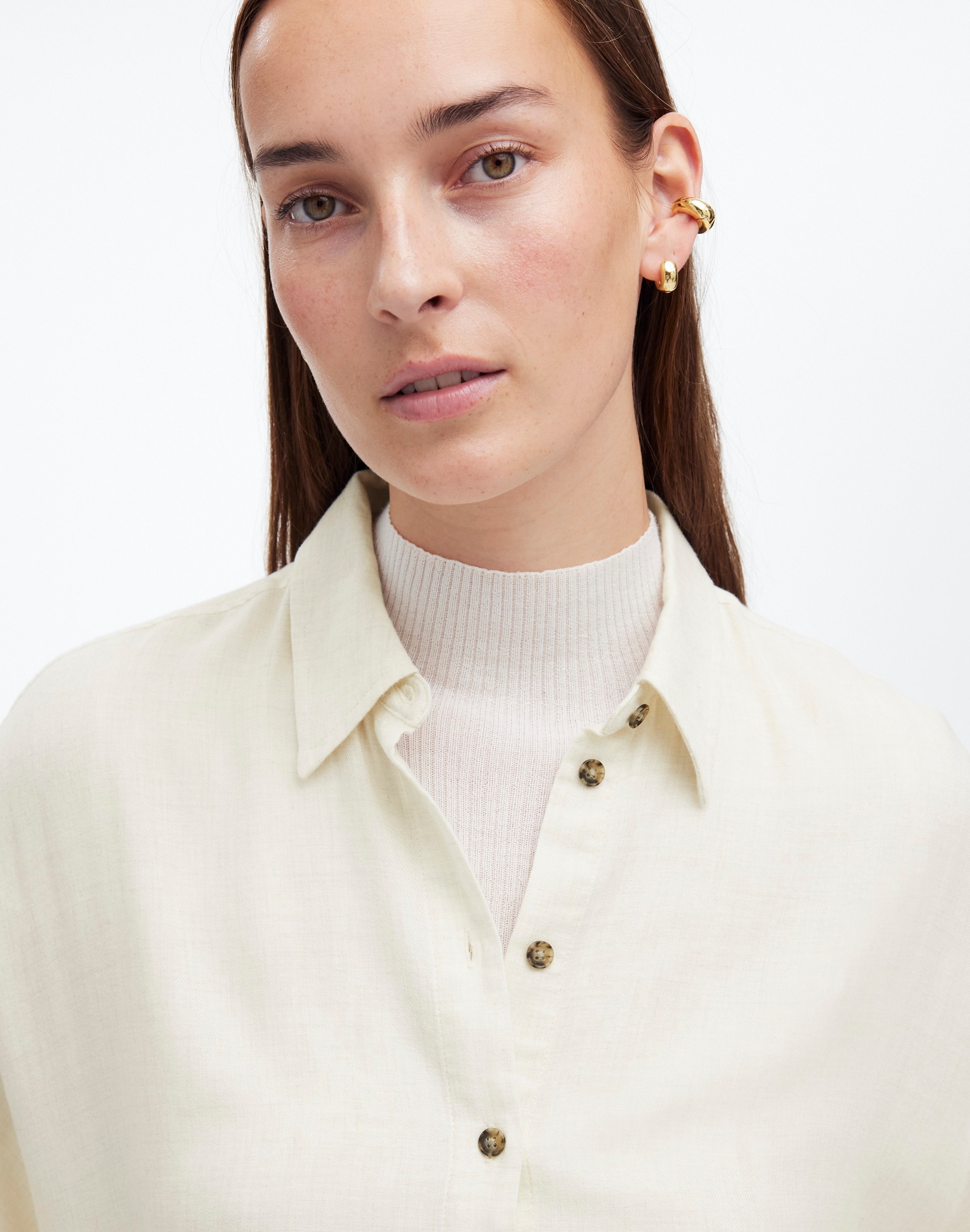 heathered flannel dolman button-up shirt