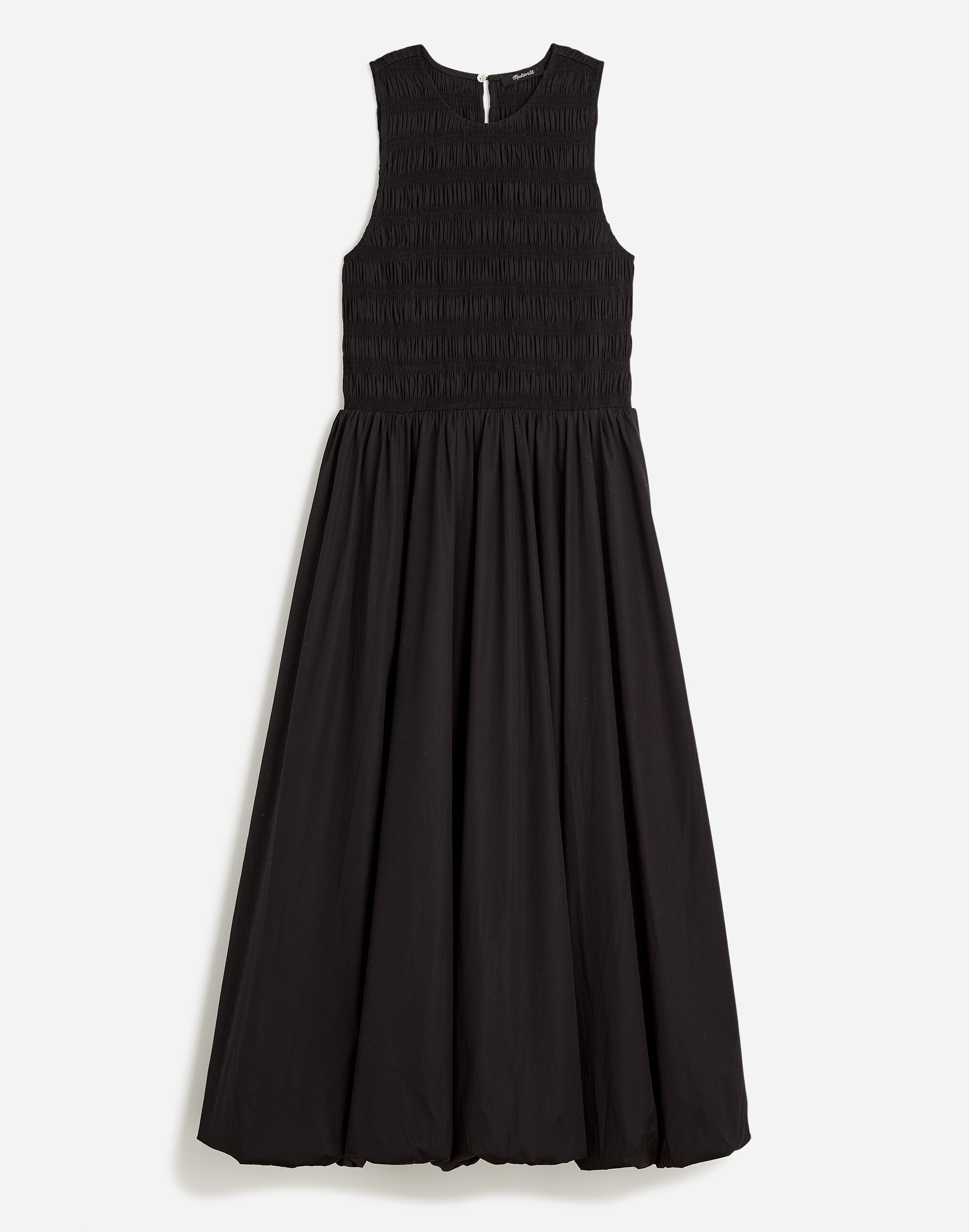 The Melody Bubble-Hem Smocked Midi Dress in Poplin