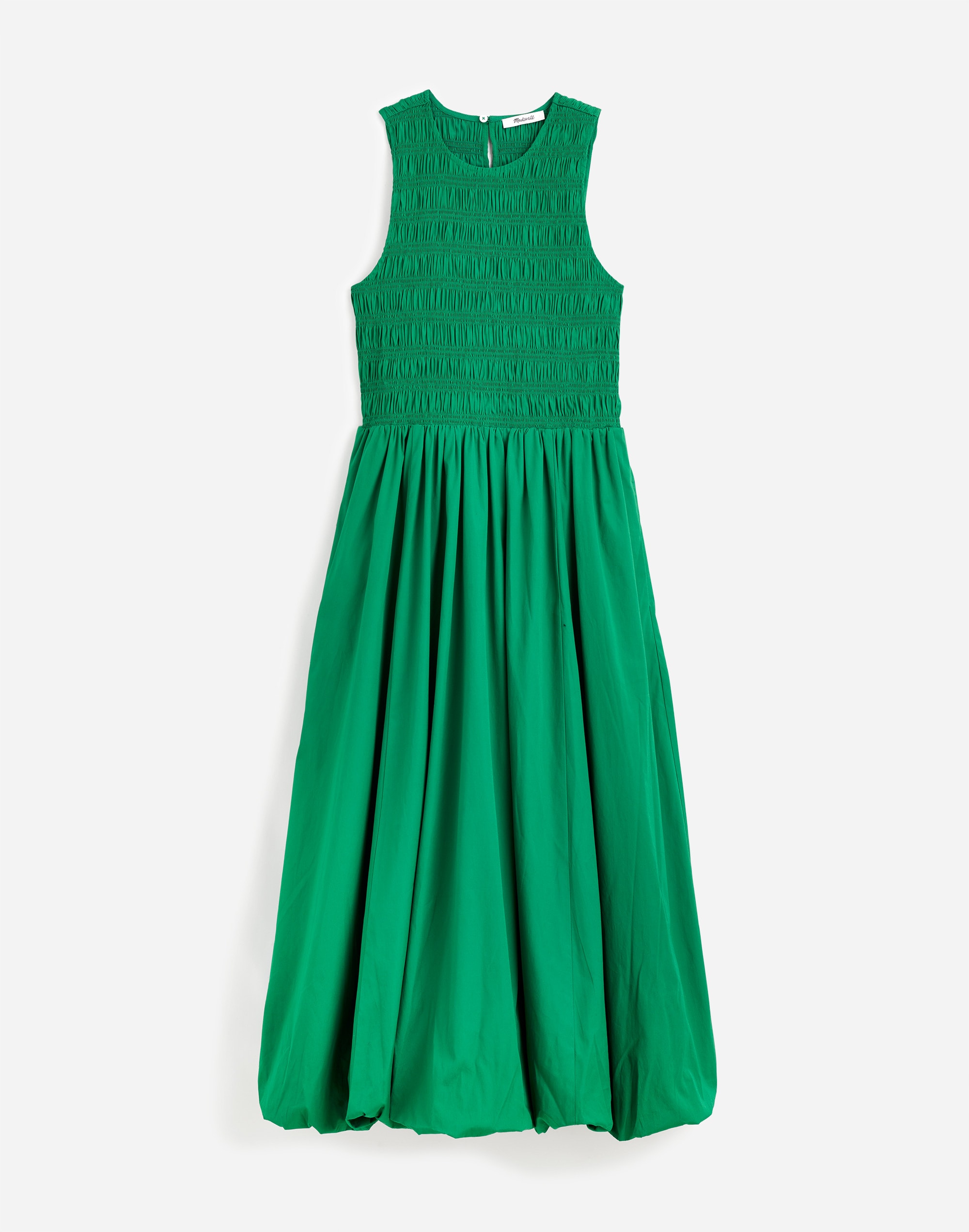 The Melody Bubble-Hem Smocked Midi Dress in Poplin