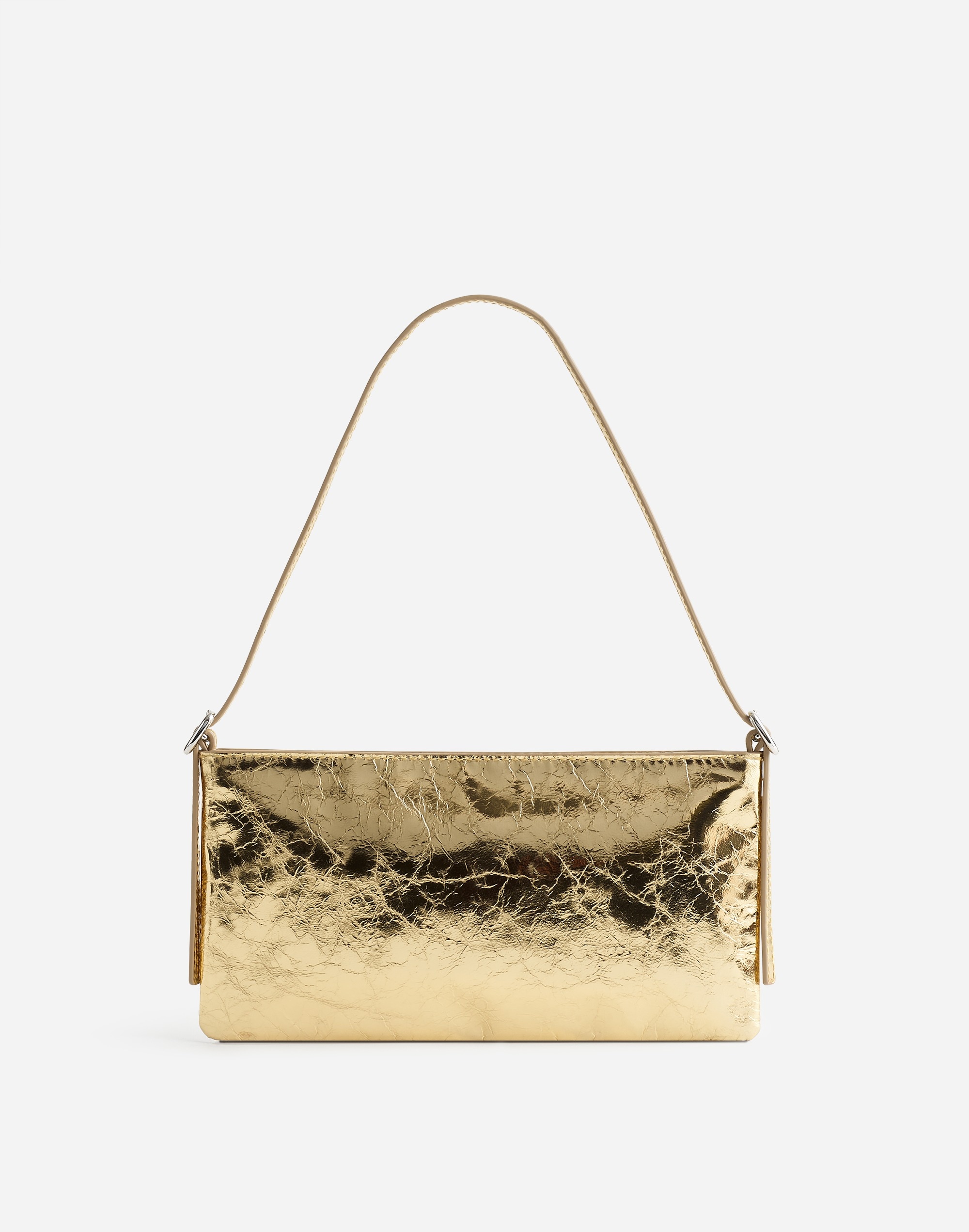 the sculptural-buckle mini shoulder bag in metallic leather