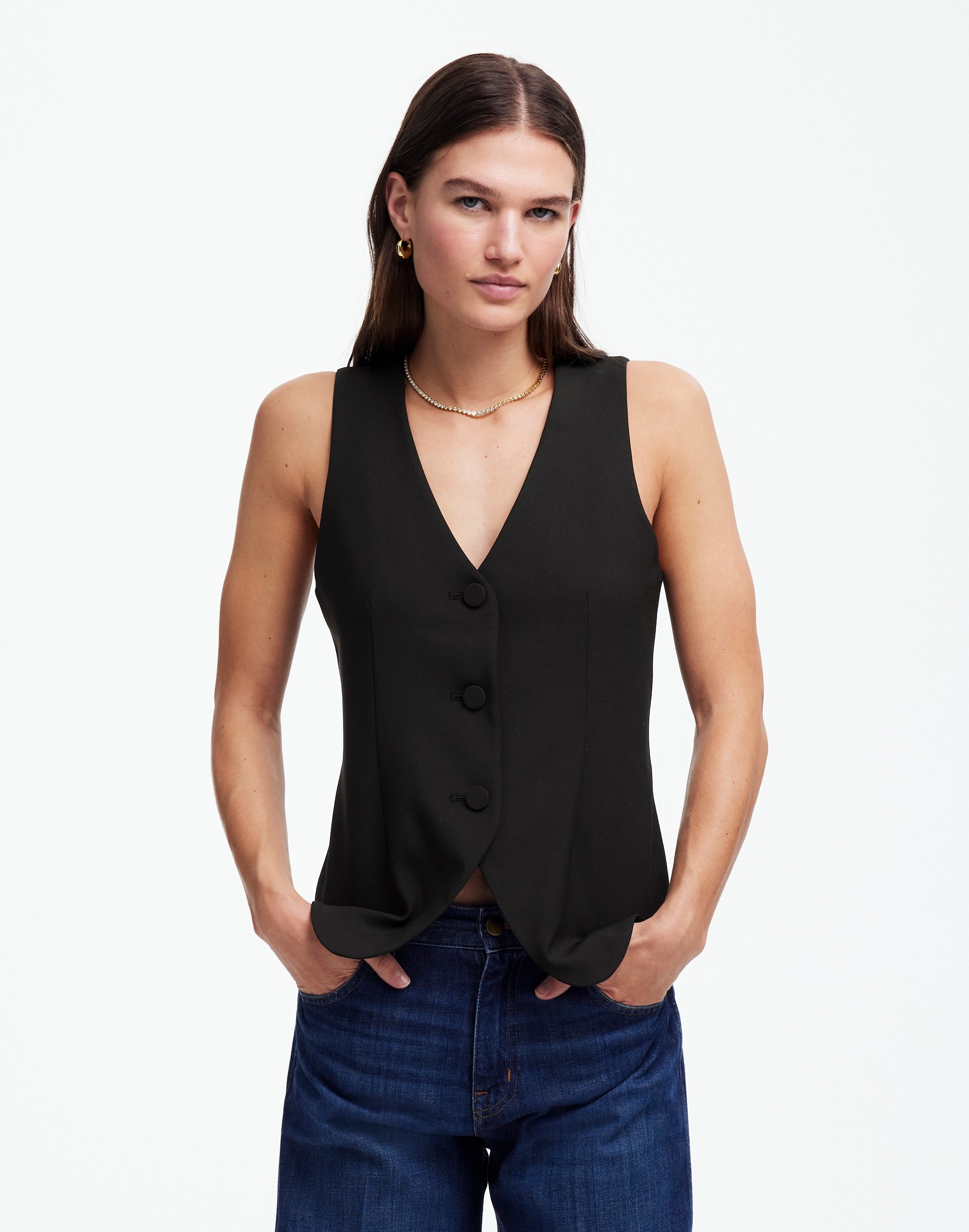 v-neck vest in wool blend