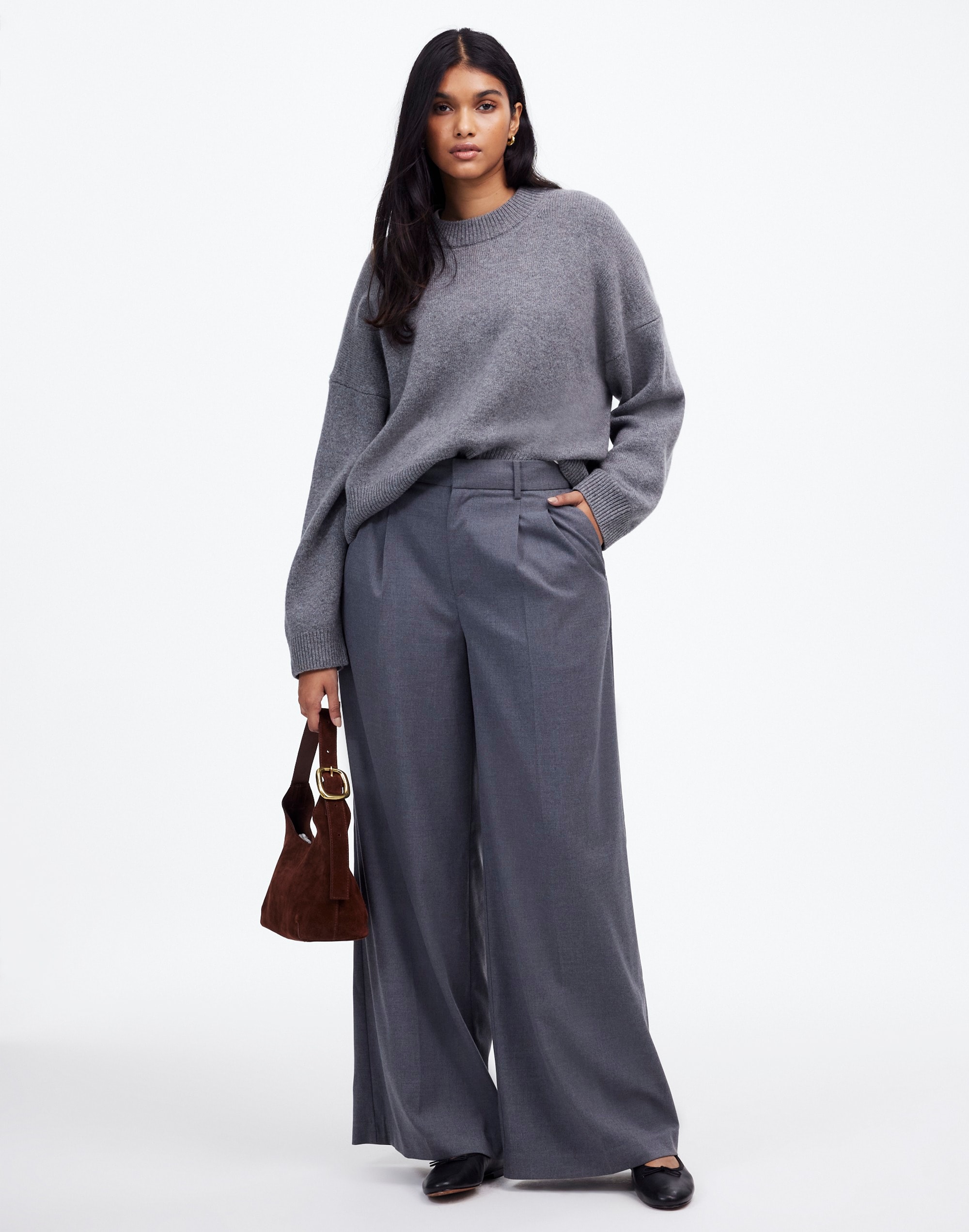 The Harlow Superwide-Leg Trouser in Brushed Twill