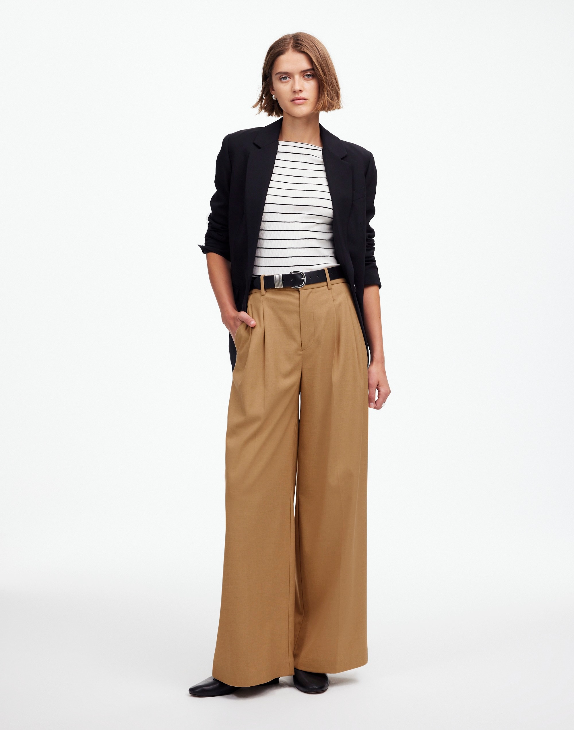 The Harlow Superwide-Leg Trouser in Brushed Twill