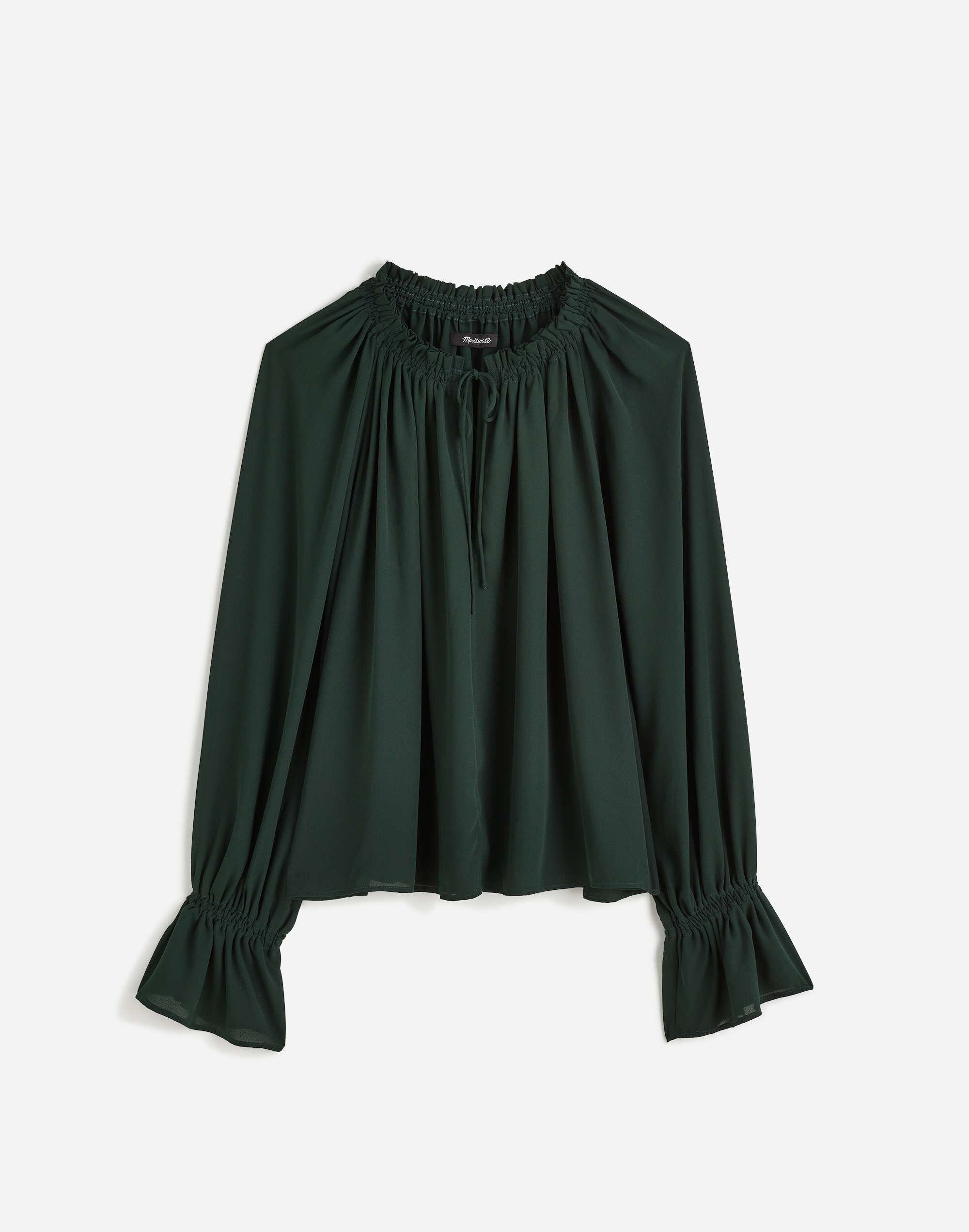 Long-Sleeve Tie-Neck Top