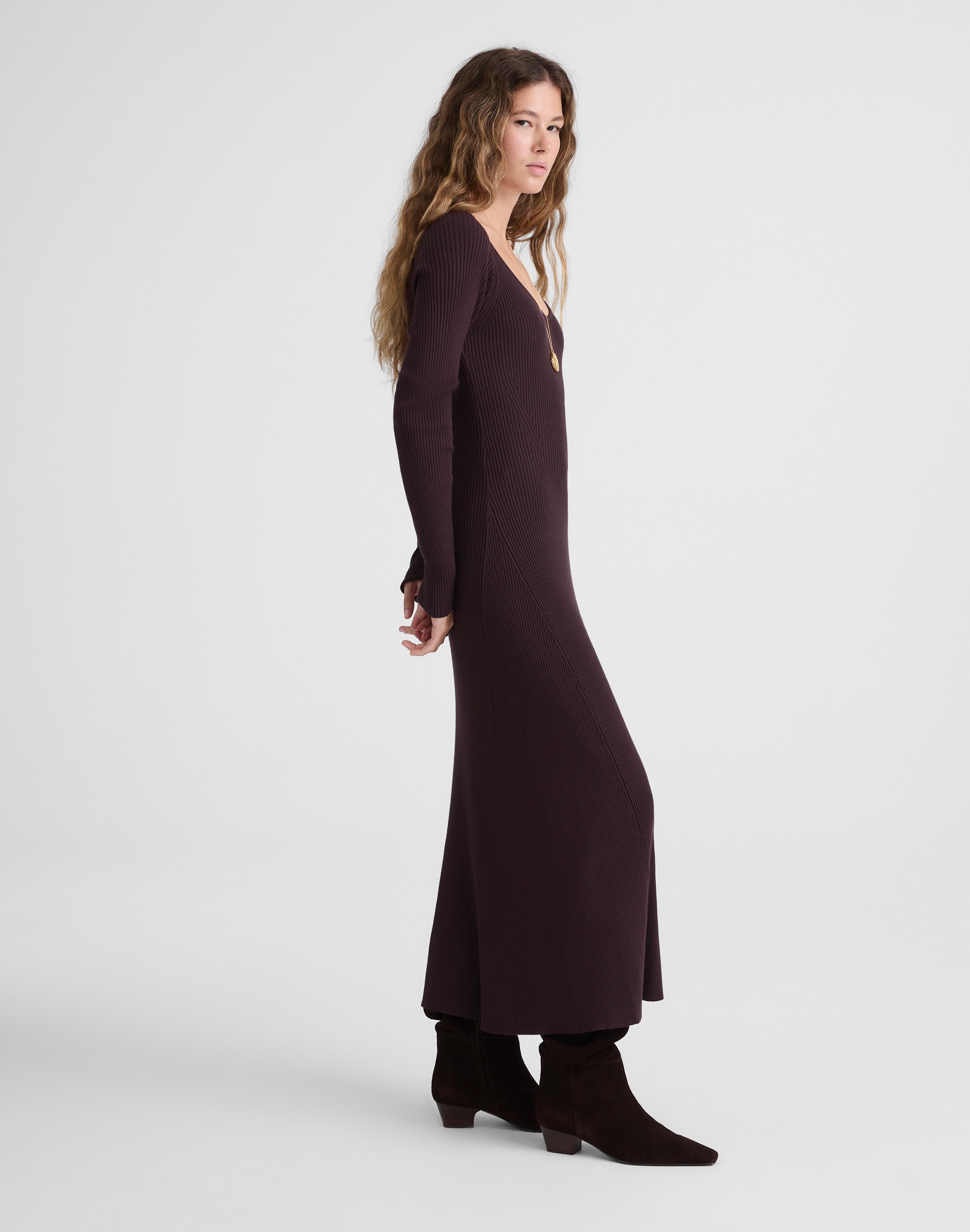 The Signature Knit V-Neck Midi Dress