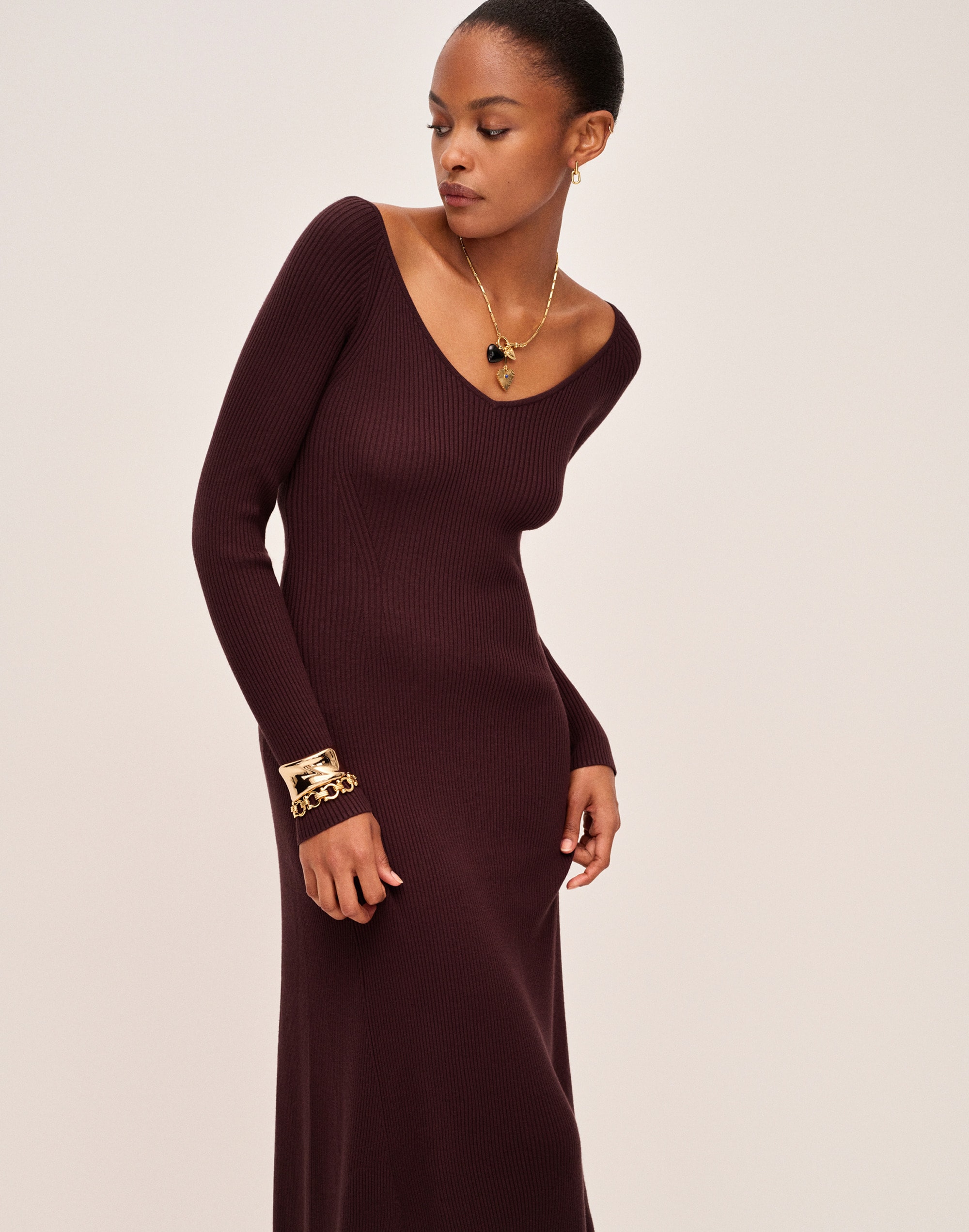 The Signature Knit V-Neck Midi Dress