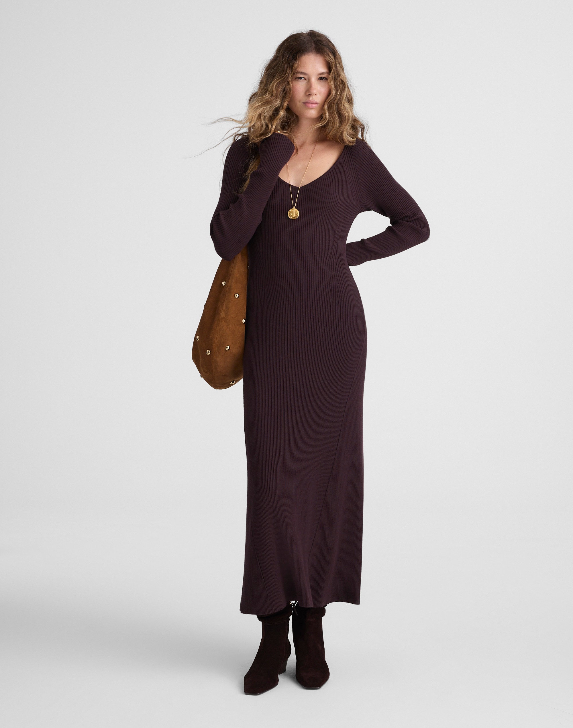 the signature knit v-neck midi dress