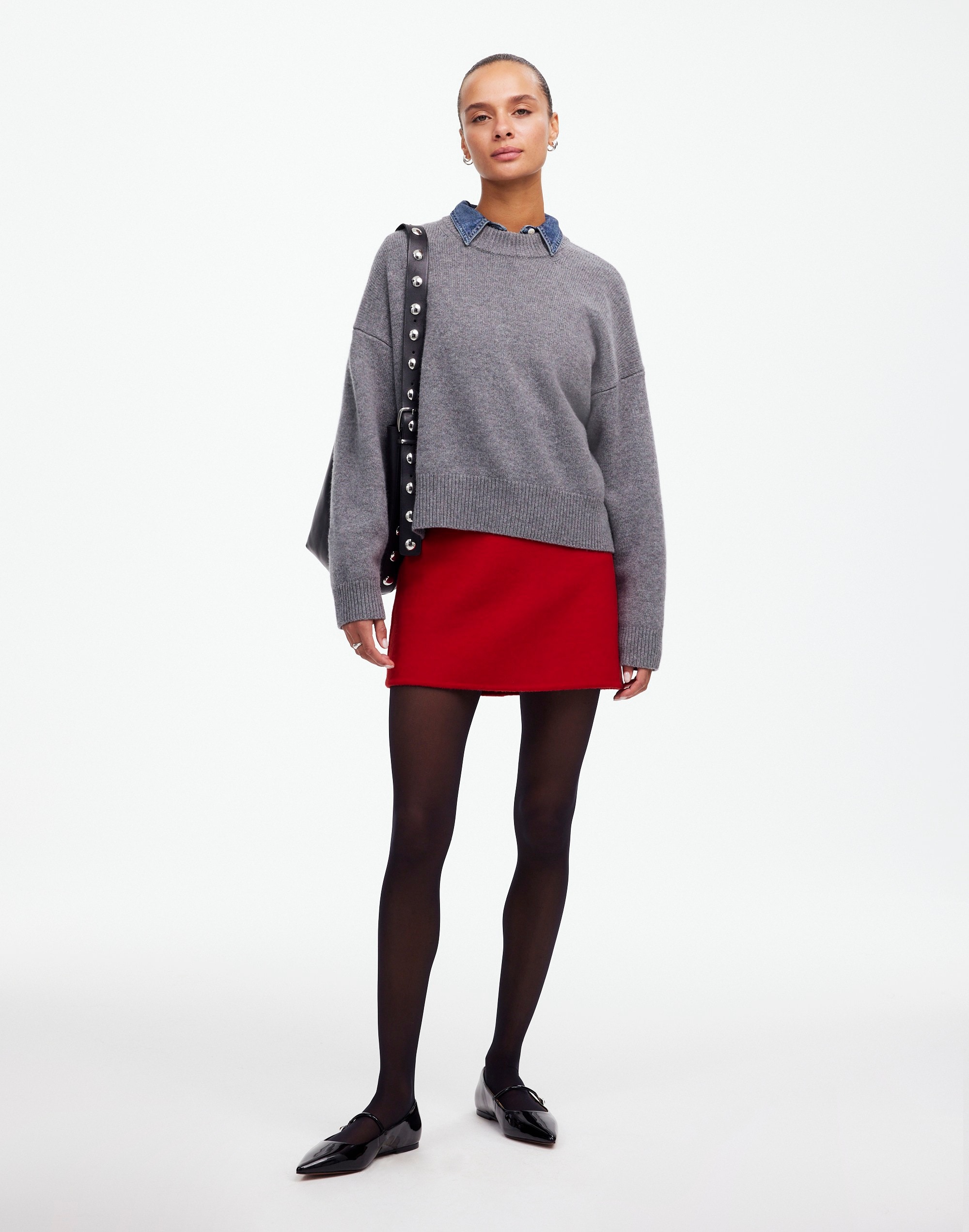 double-faced mini skirt in wool blend