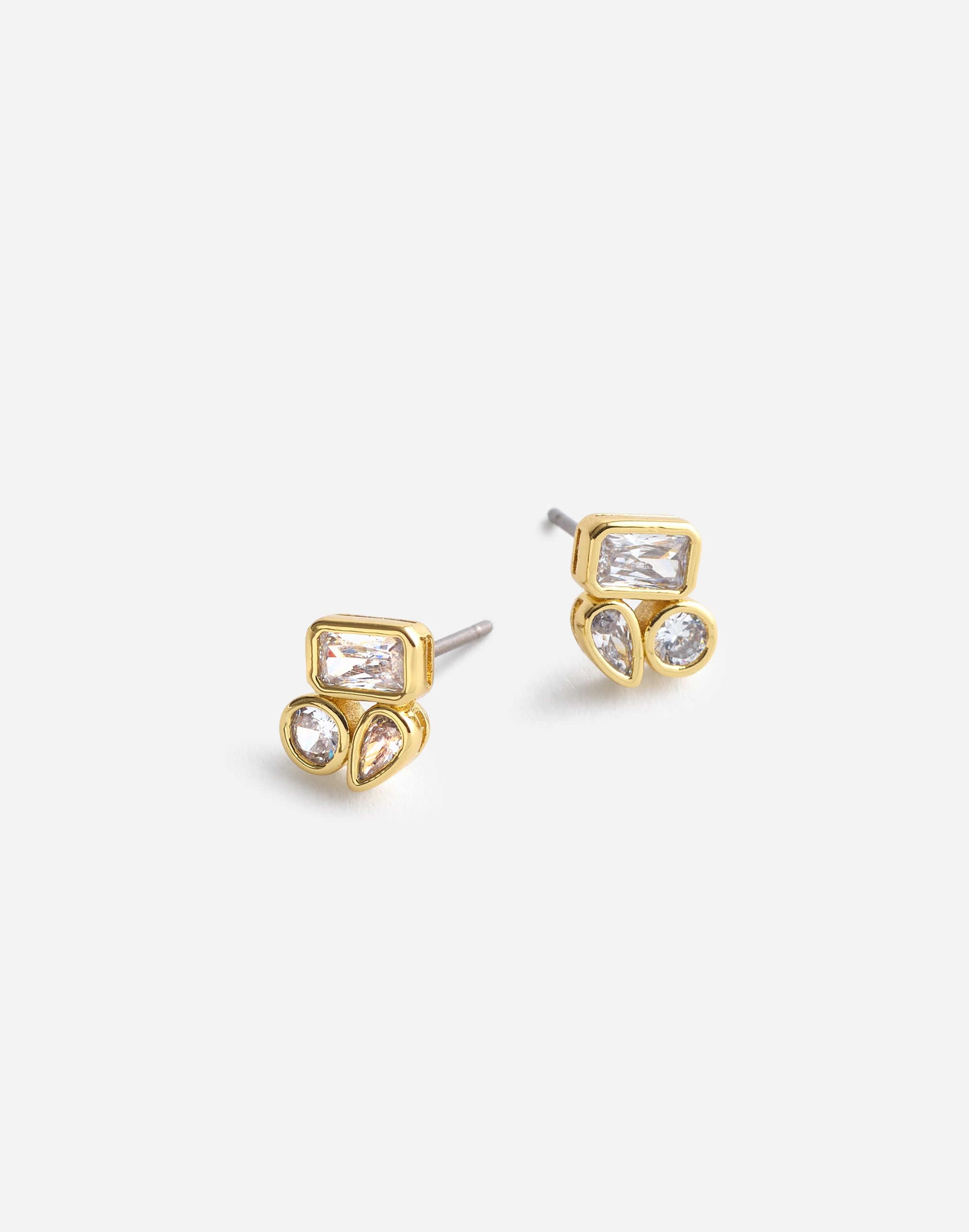 Mixed-Cut Crystal Cluster Stud Earrings