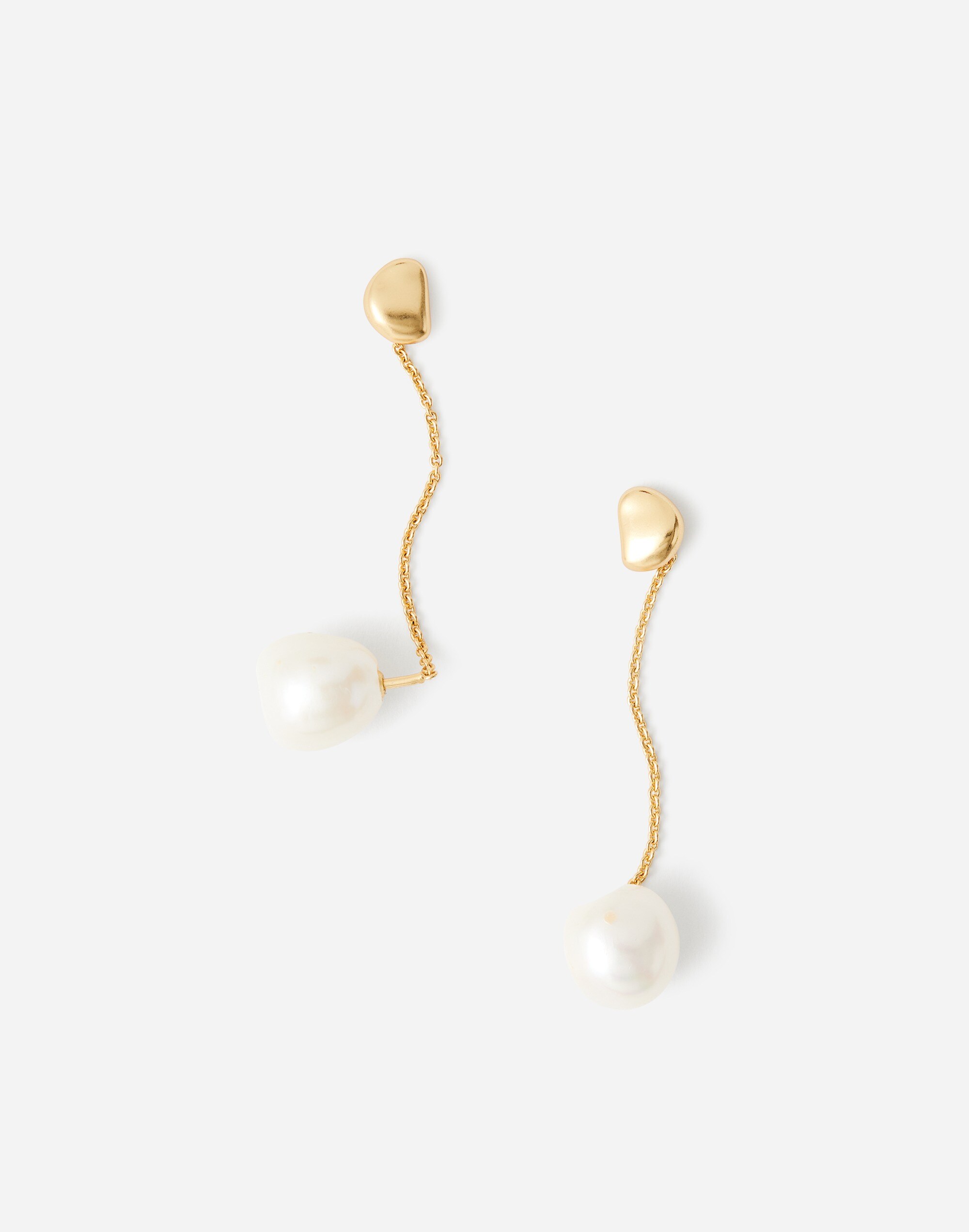 Freshwater Pearl Organic Stud Threader Earrings