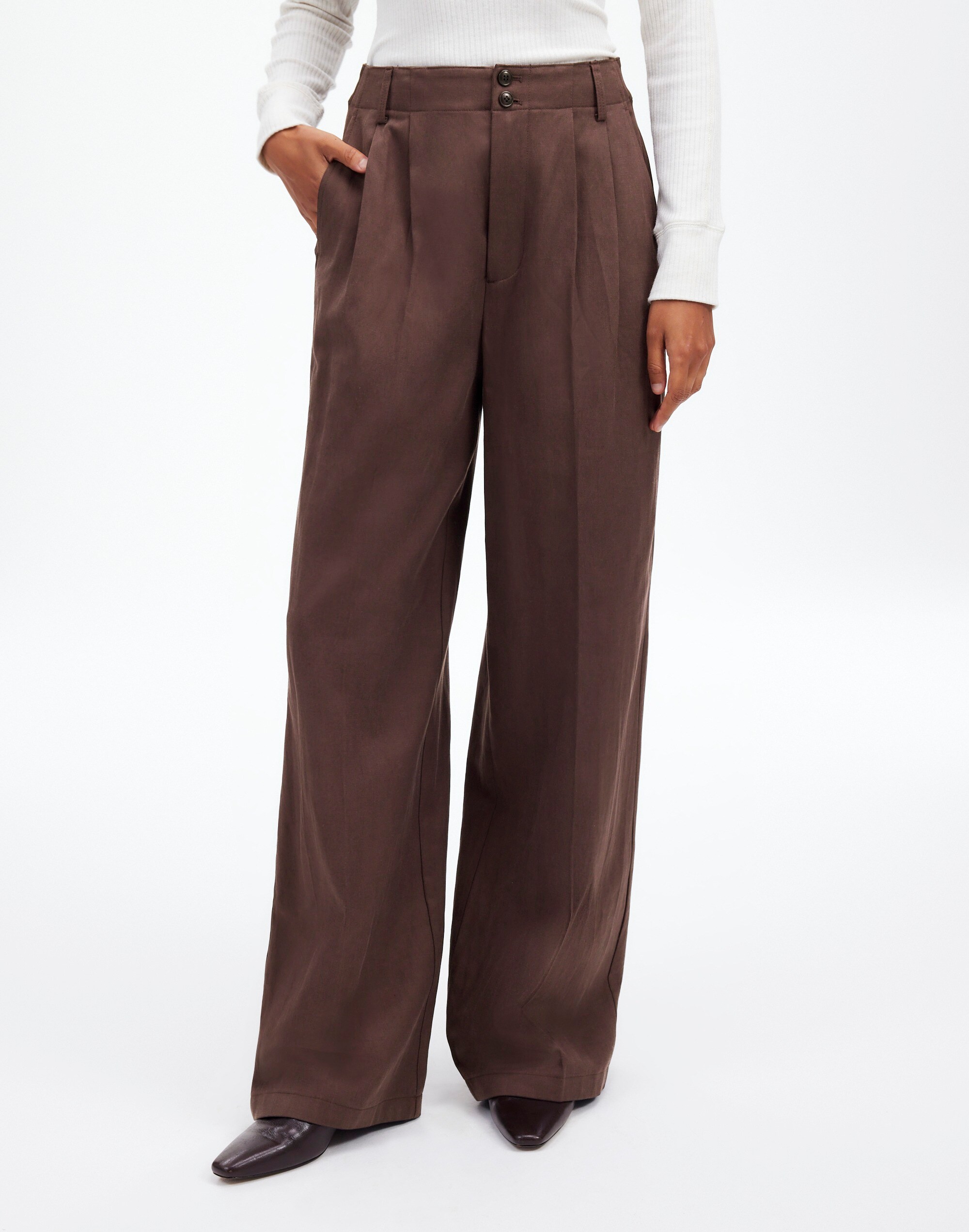 The Harlow Wide-Leg Pant in Drapey Twill