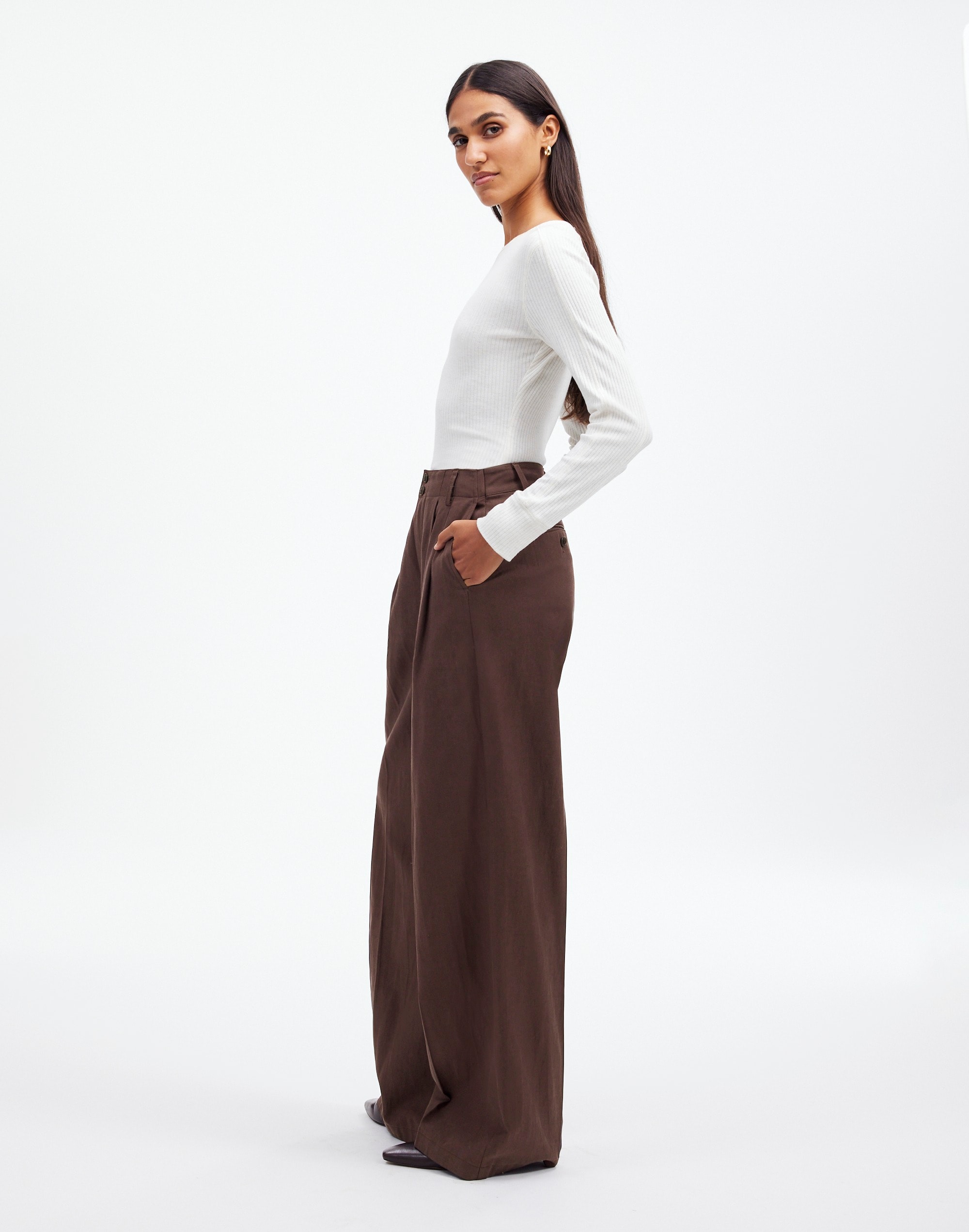 The Harlow Wide-Leg Pant in Drapey Twill