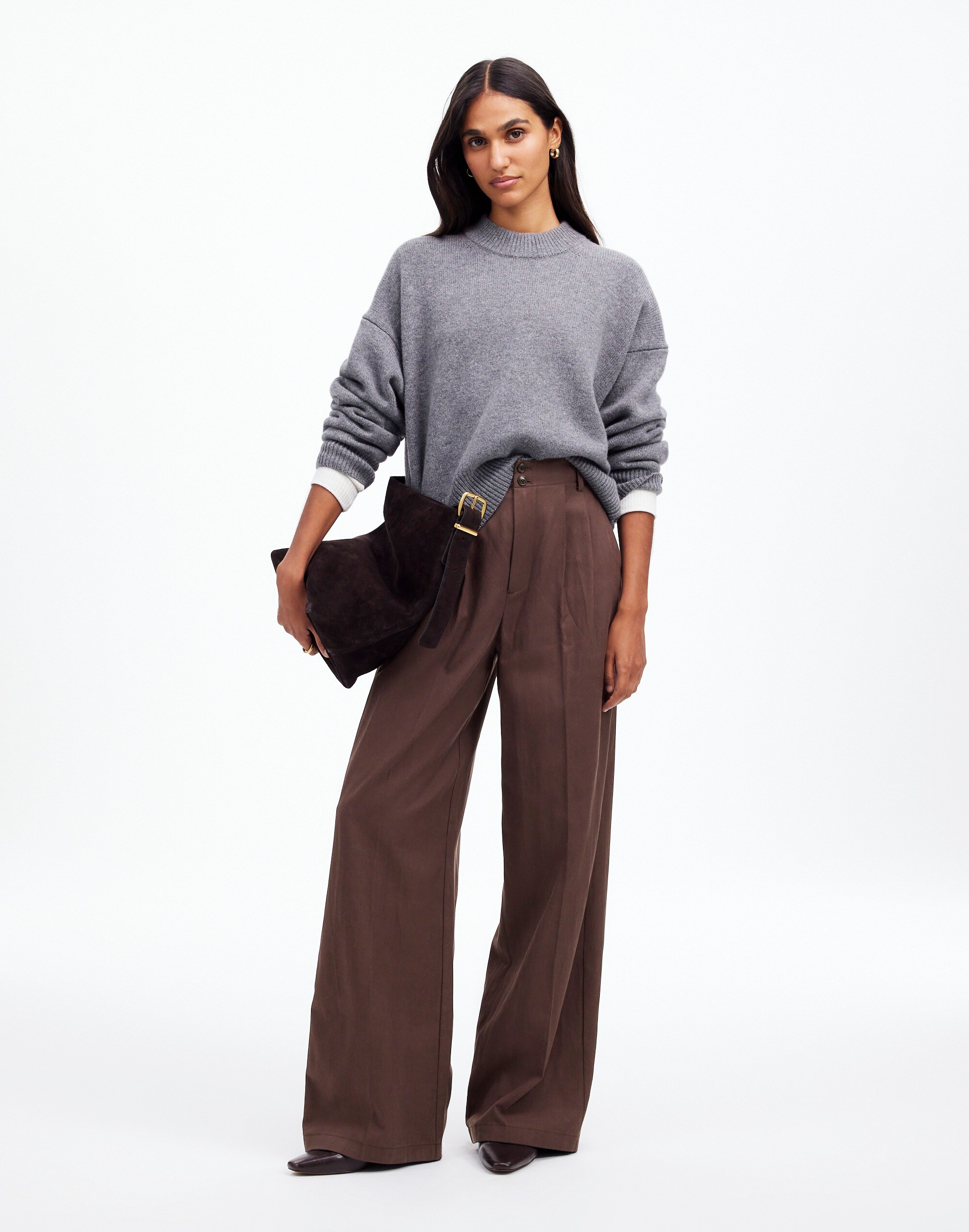 The Harlow Wide-Leg Pant in Drapey Twill