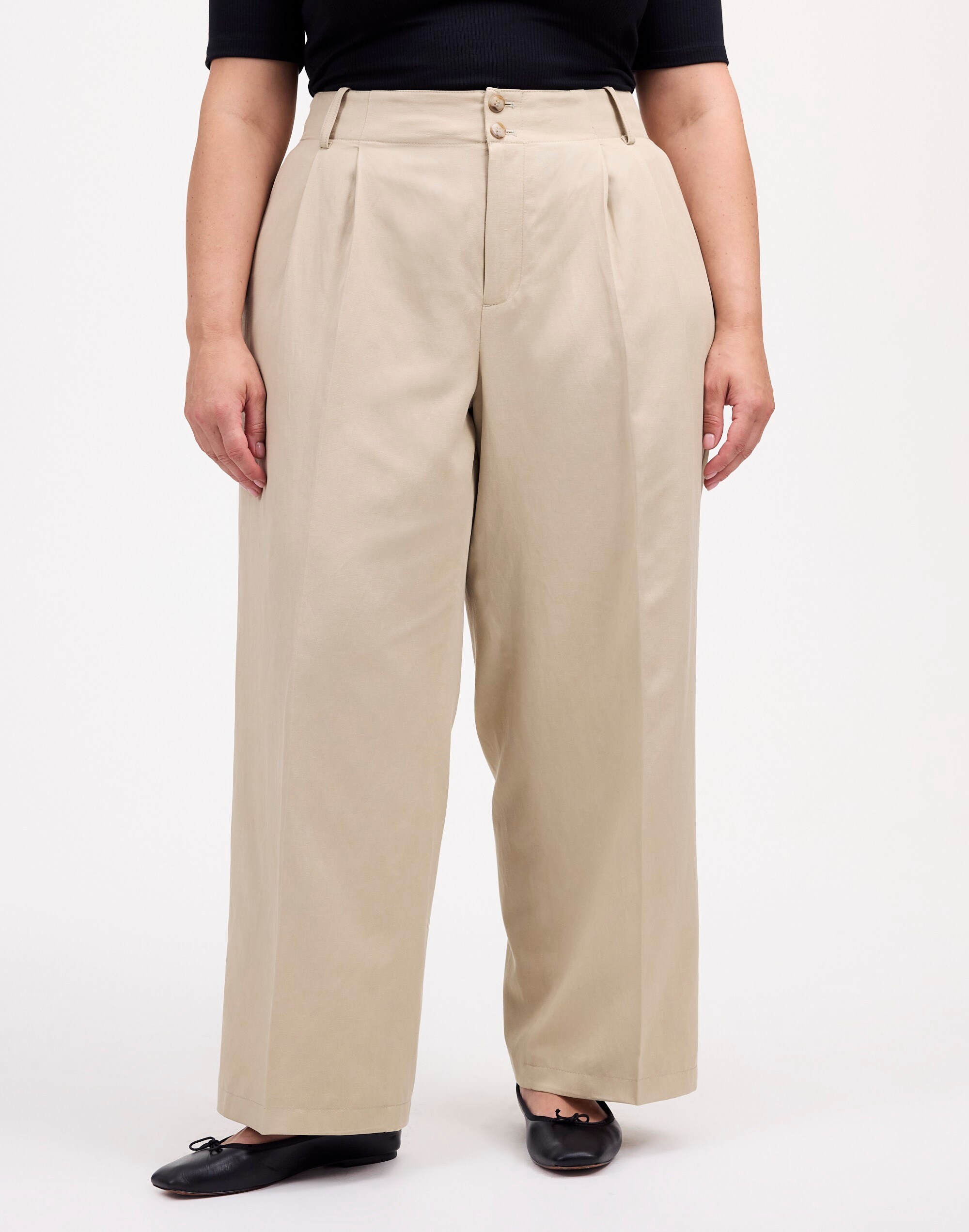 The Plus Harlow Wide-Leg Pant in Drapey Twill
