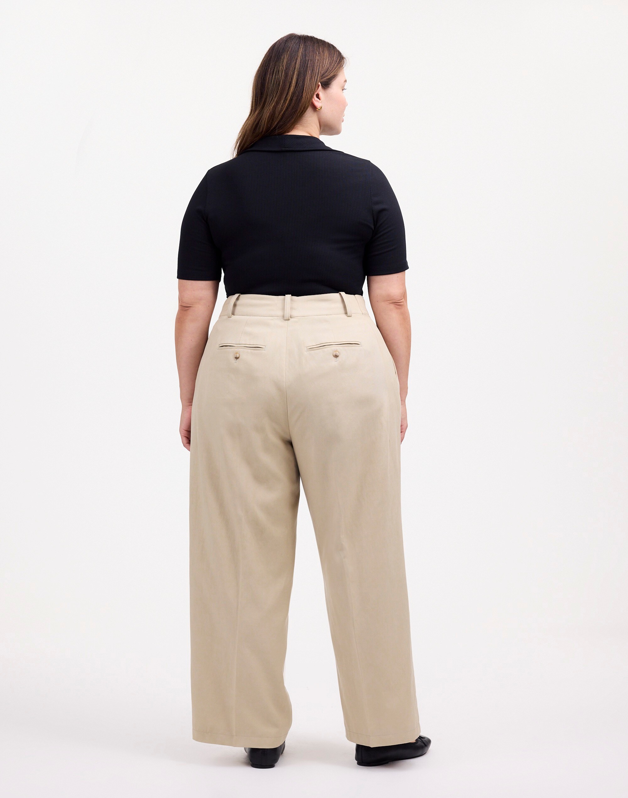 The Plus Harlow Wide-Leg Pant in Drapey Twill