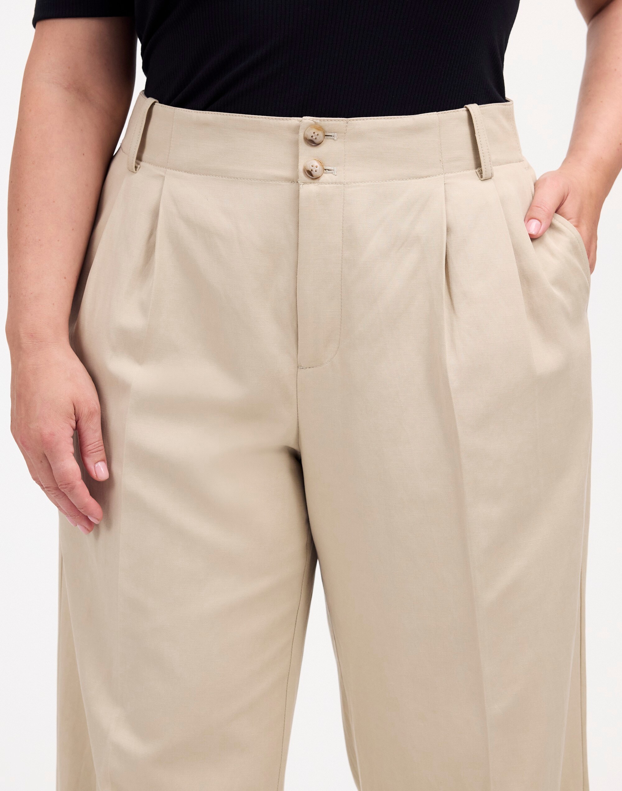 The Plus Harlow Wide-Leg Pant in Drapey Twill