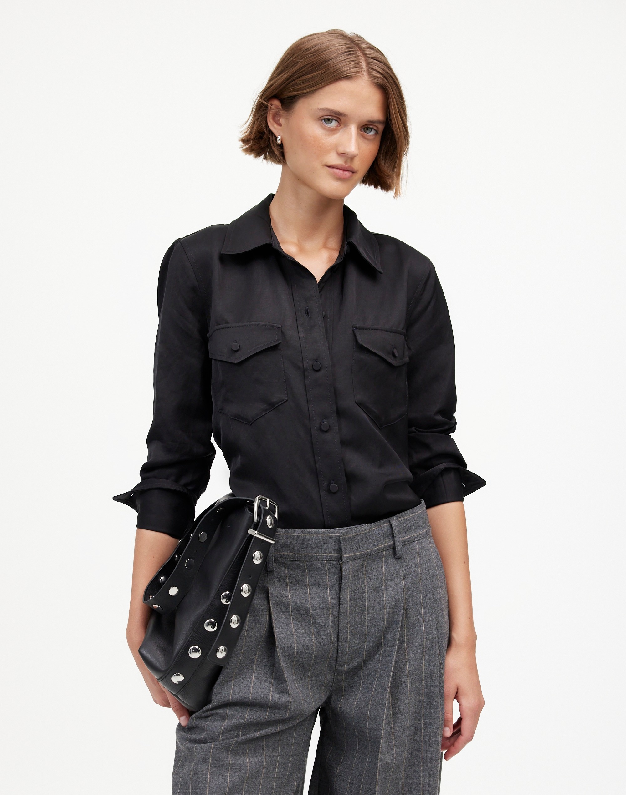 western shirt in linen blend