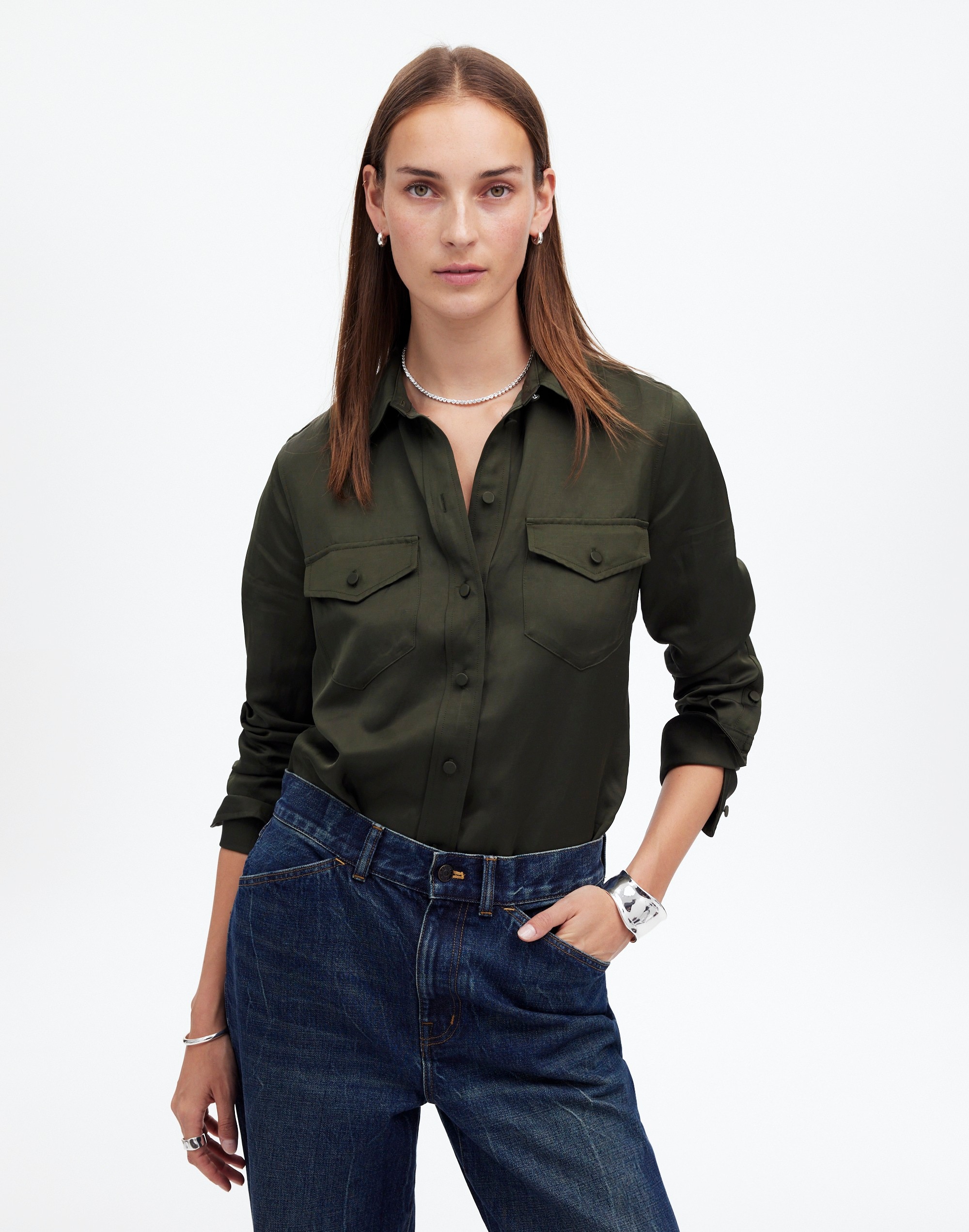 western shirt in linen blend