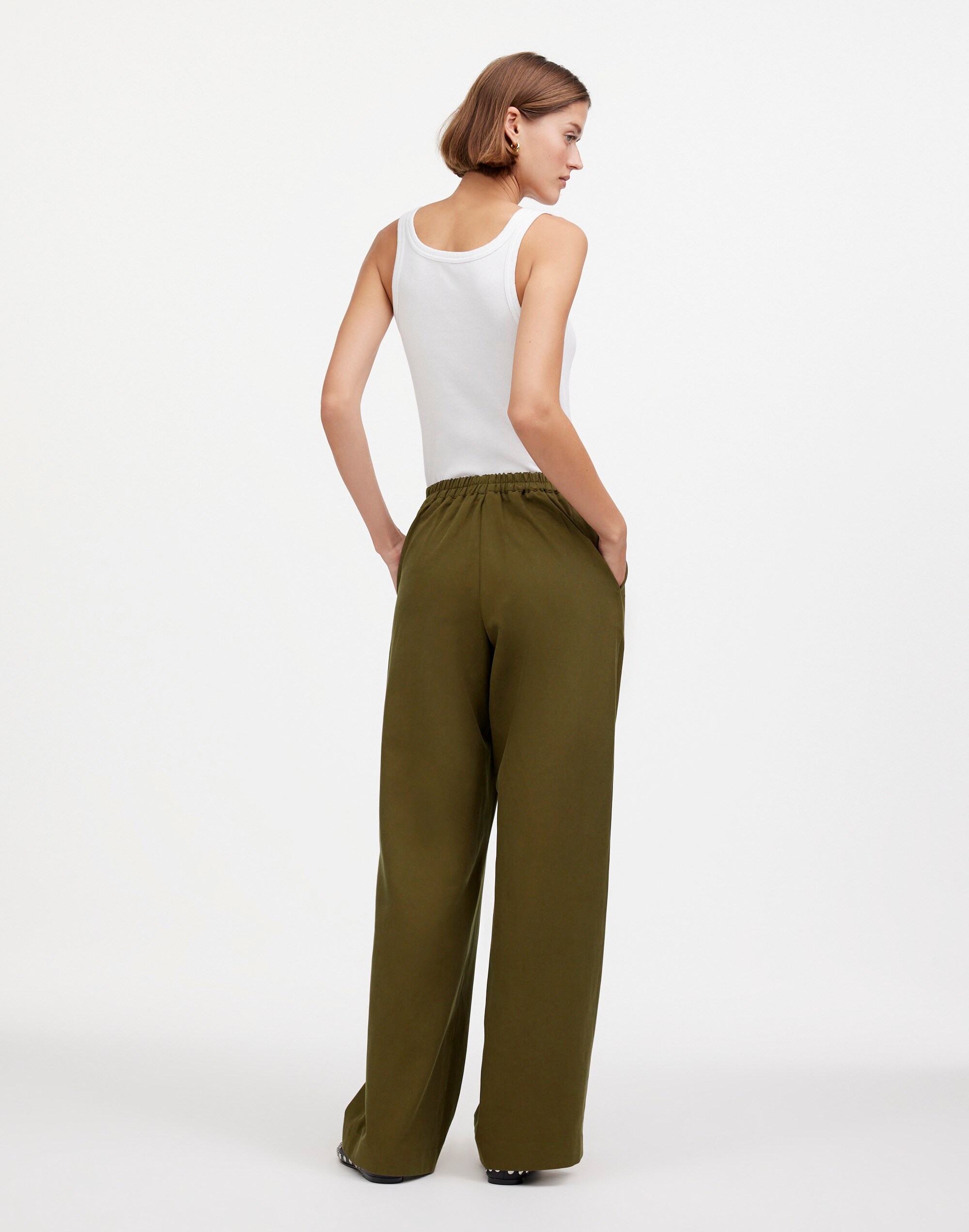 Pull-On Straight Pants in Drapey Twill