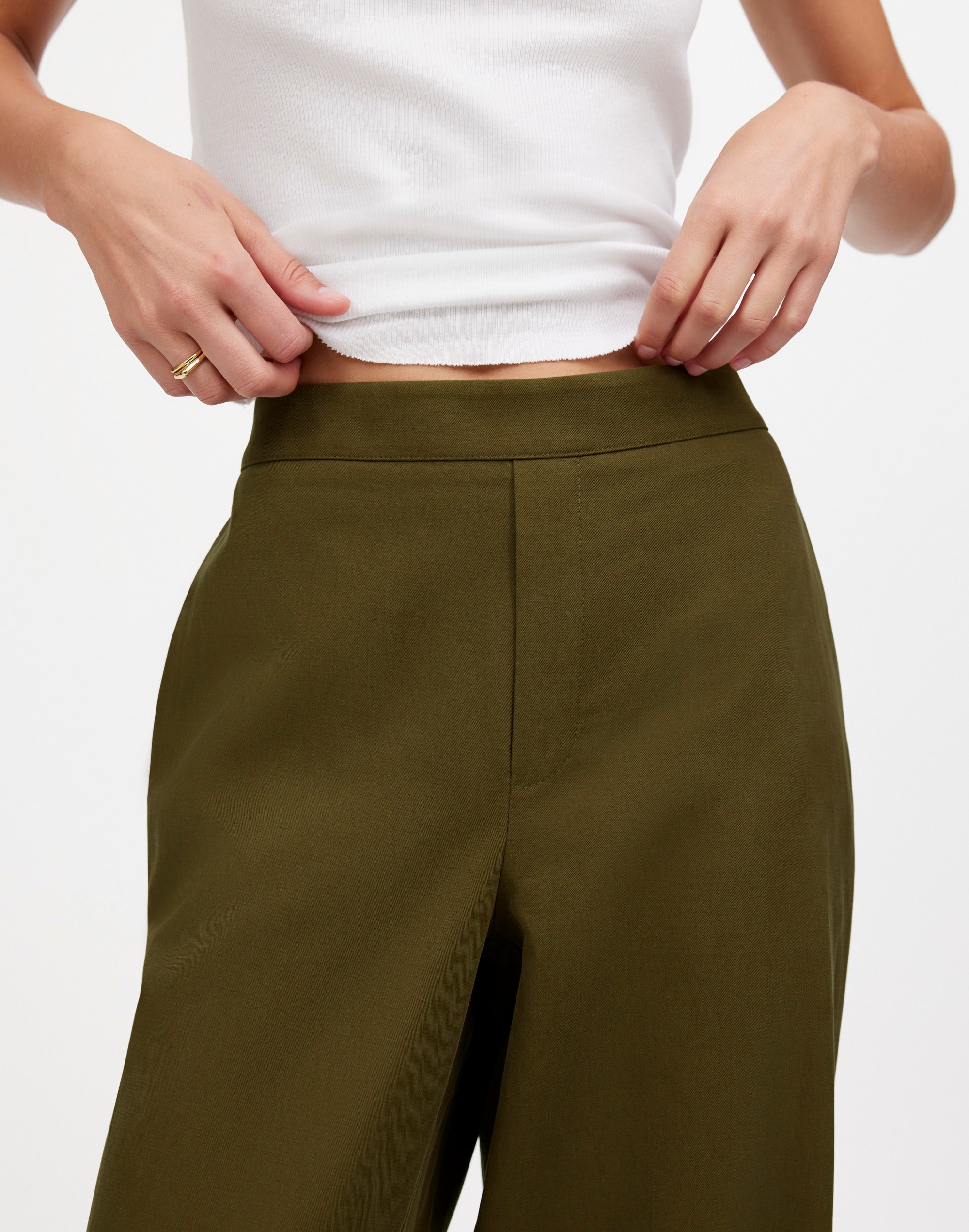 Pull-On Straight Pants in Drapey Twill