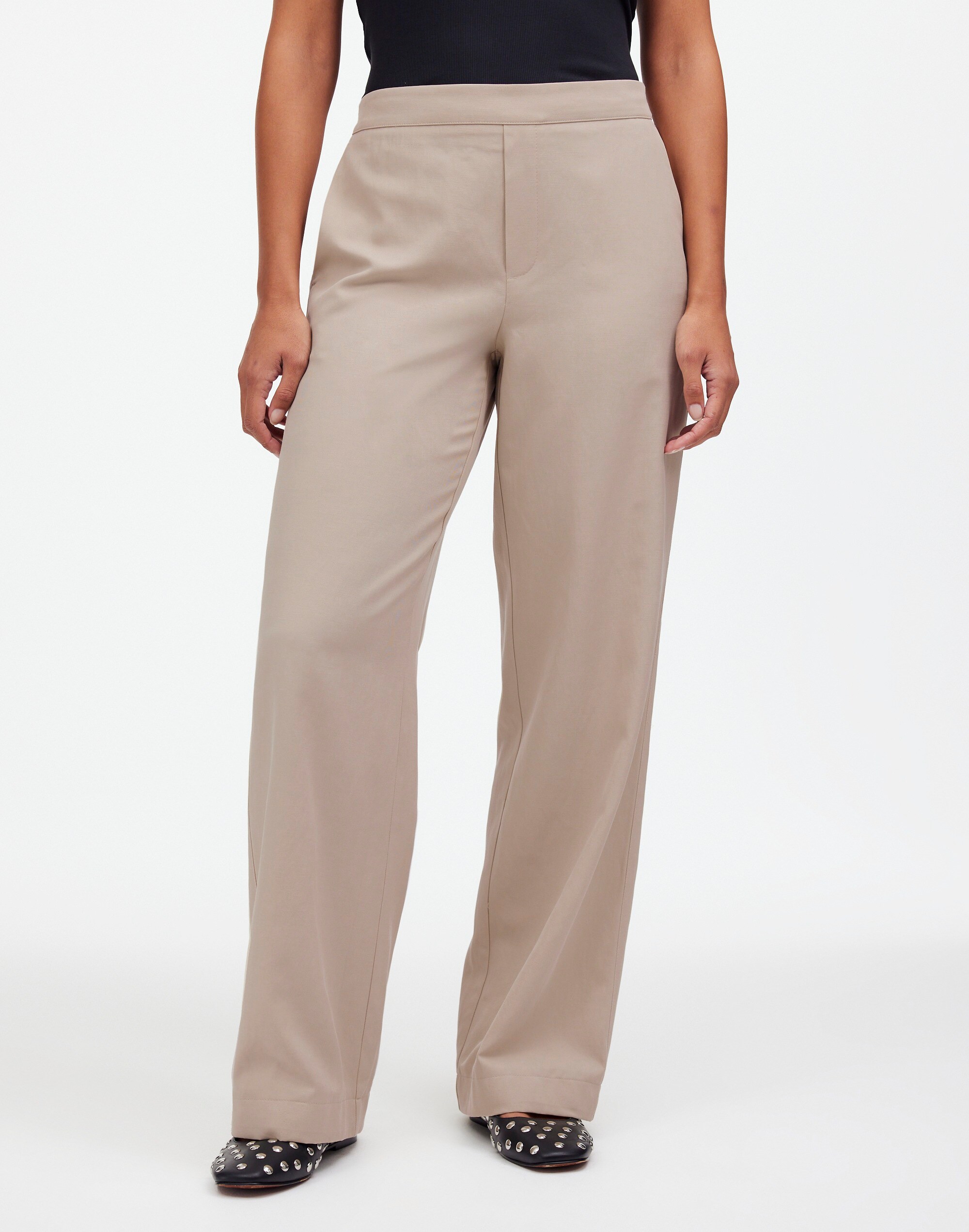 Pull-On Straight Pants in Drapey Twill