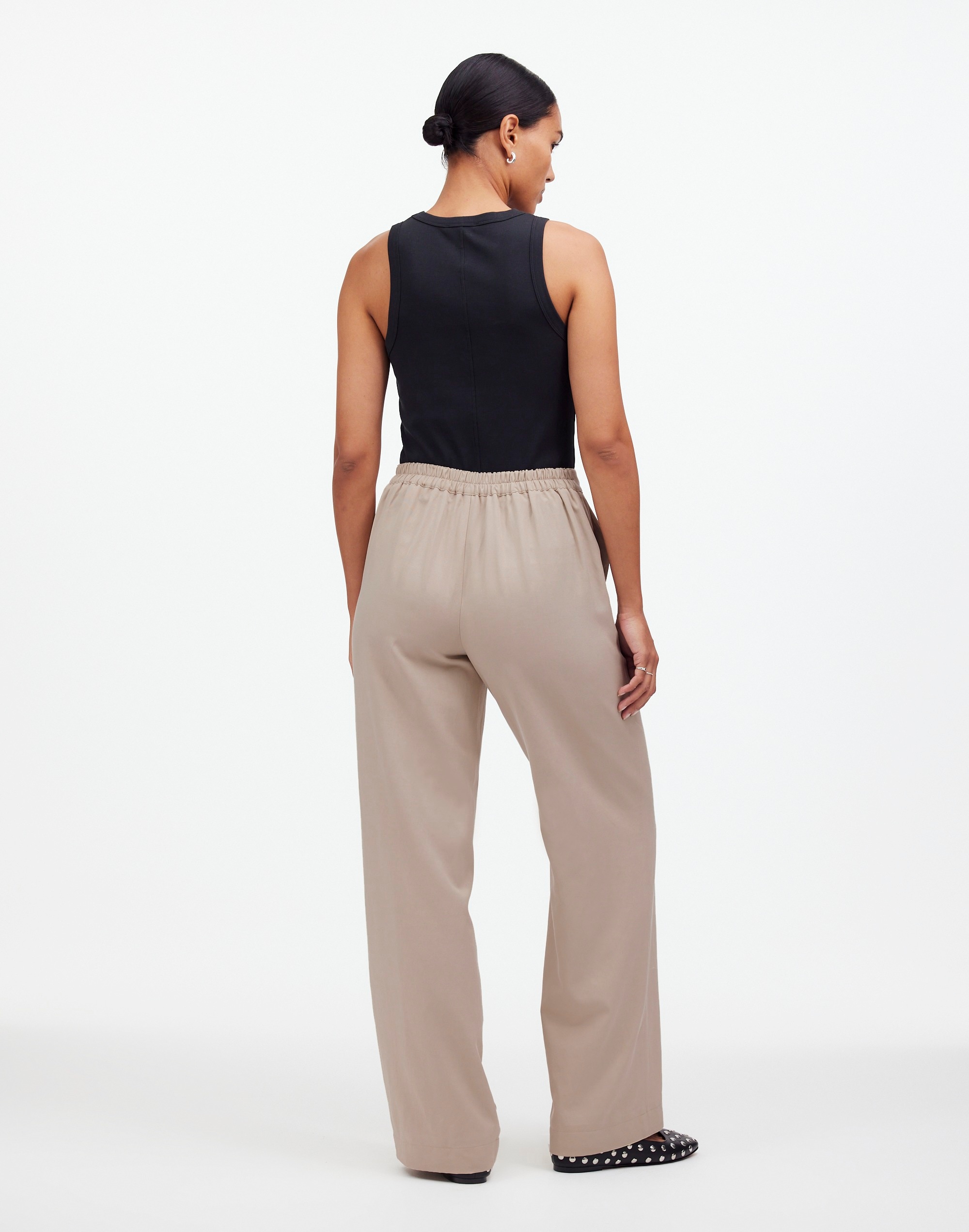 Pull-On Straight Pants in Drapey Twill