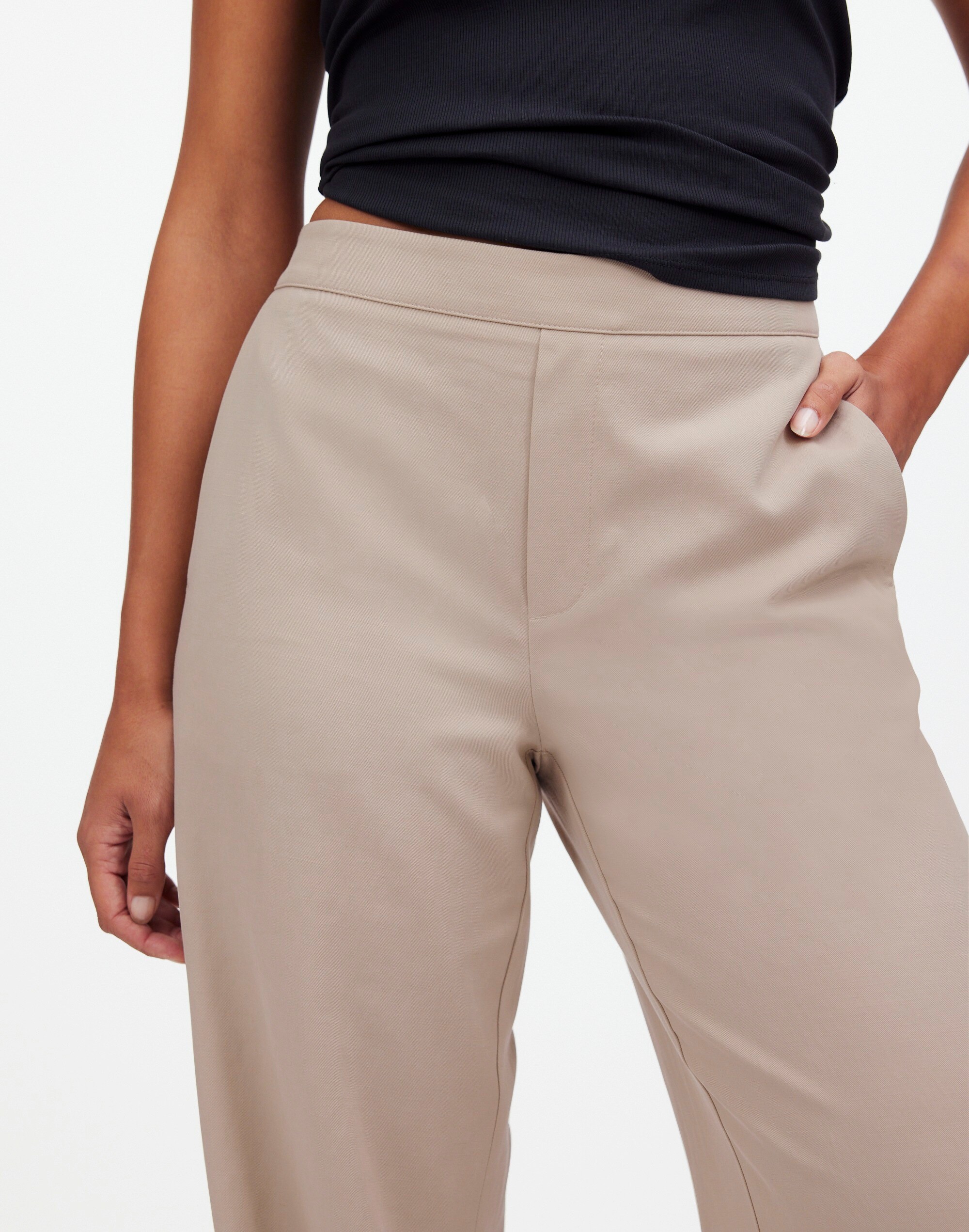 Pull-On Straight Pants in Drapey Twill