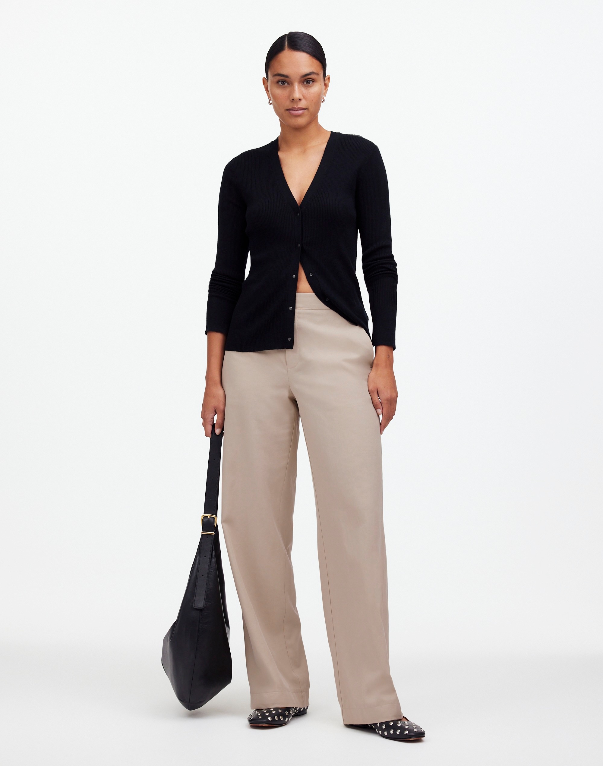 Pull-On Straight Pants in Drapey Twill