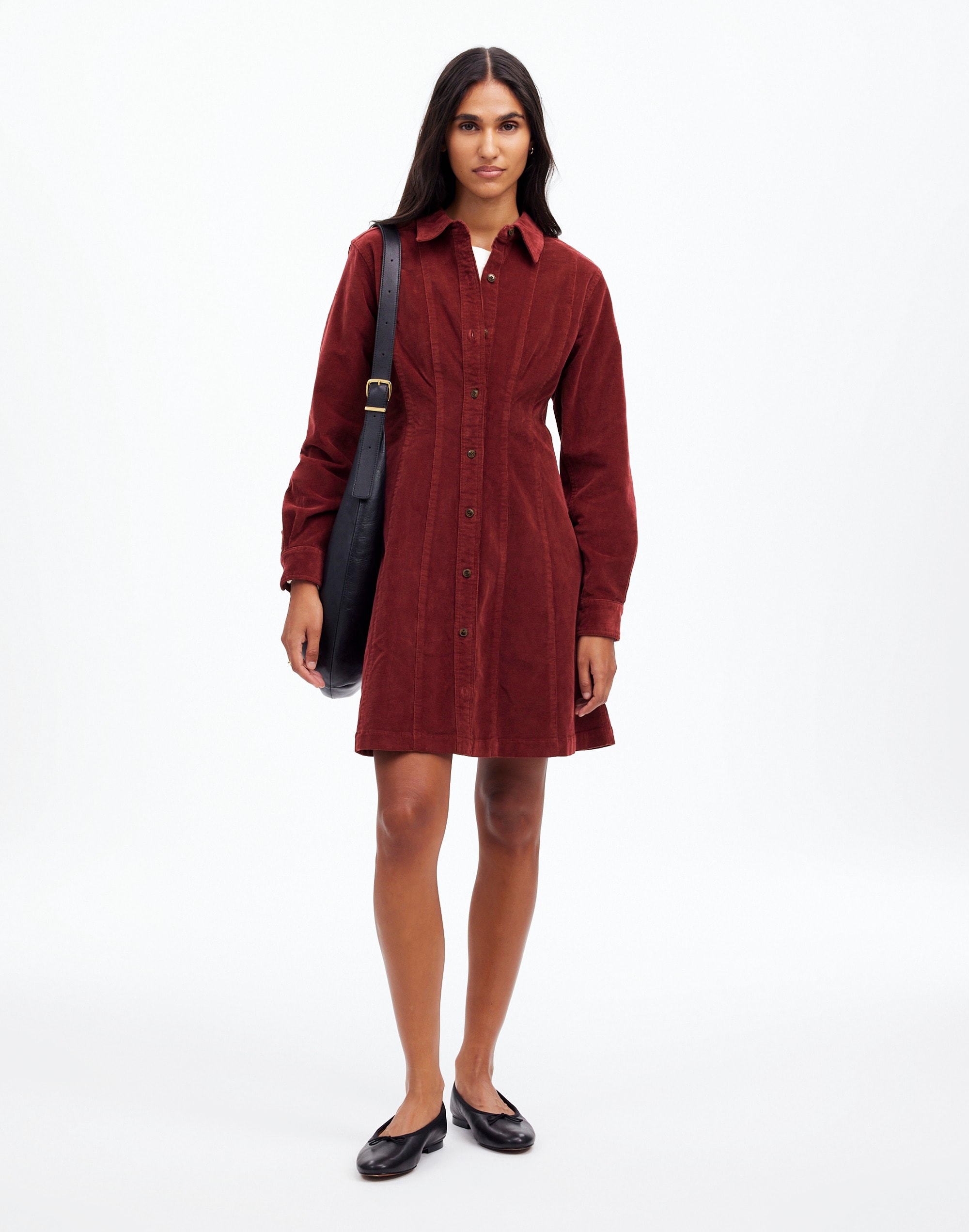long-sleeve seamed mini dress