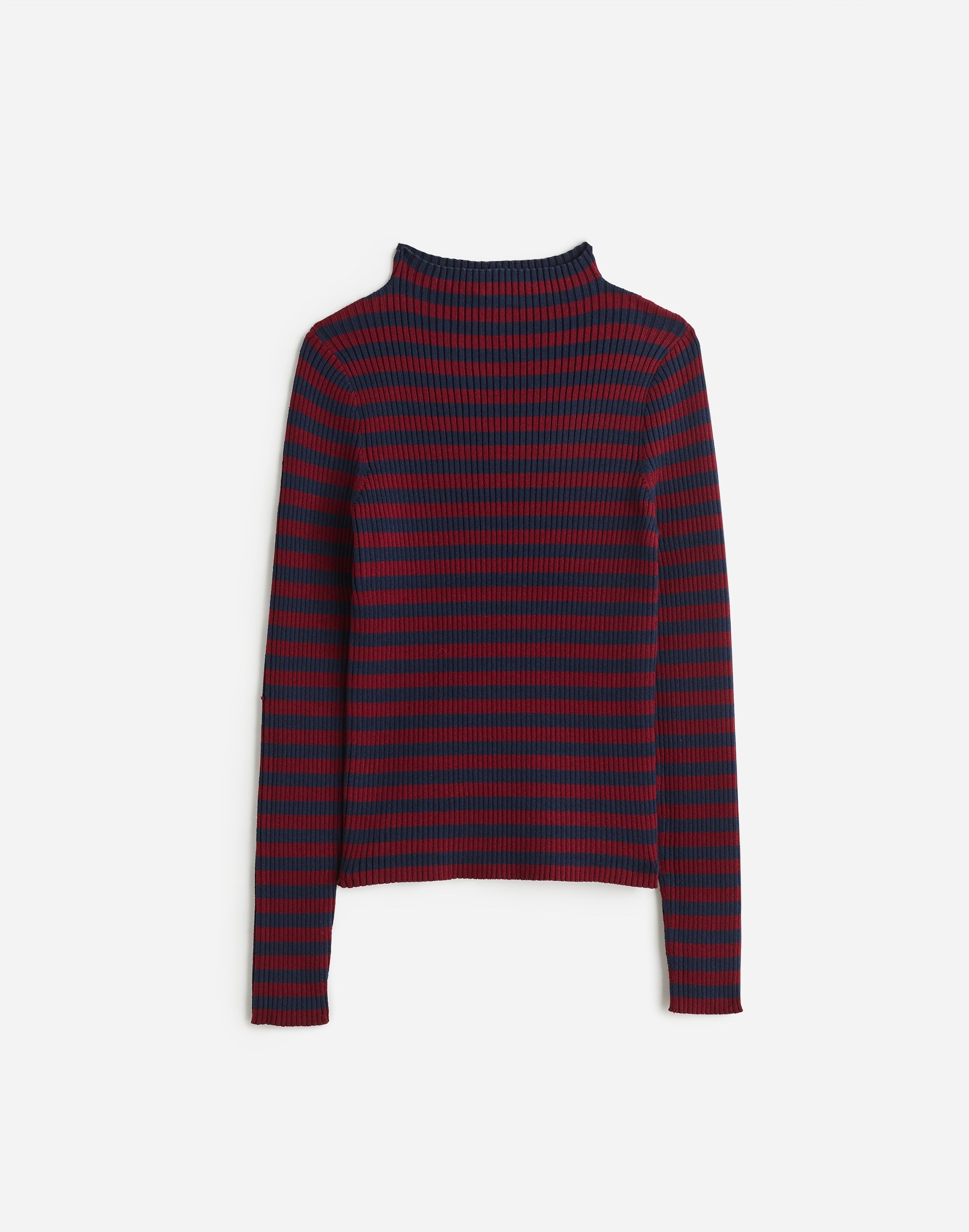 Cotton Mockneck Sweater in Stripe