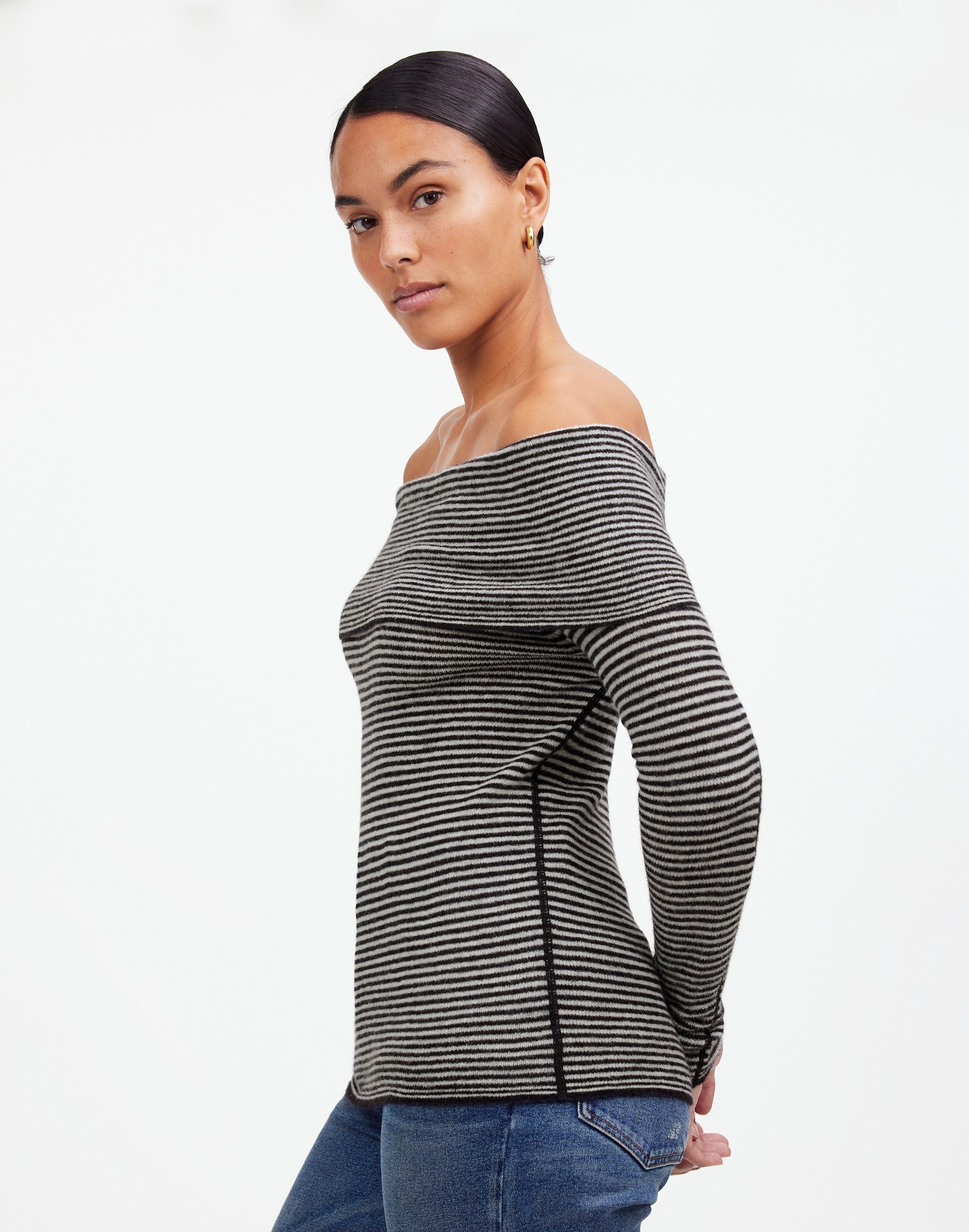 Alpaca-Blend Off-Shoulder Sweater