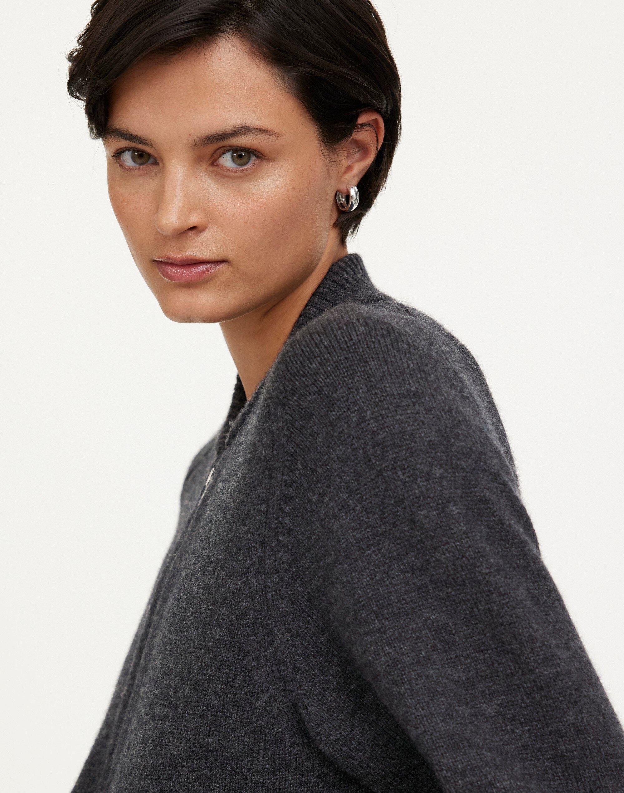 Wool-Blend Knit Bomber Jacket