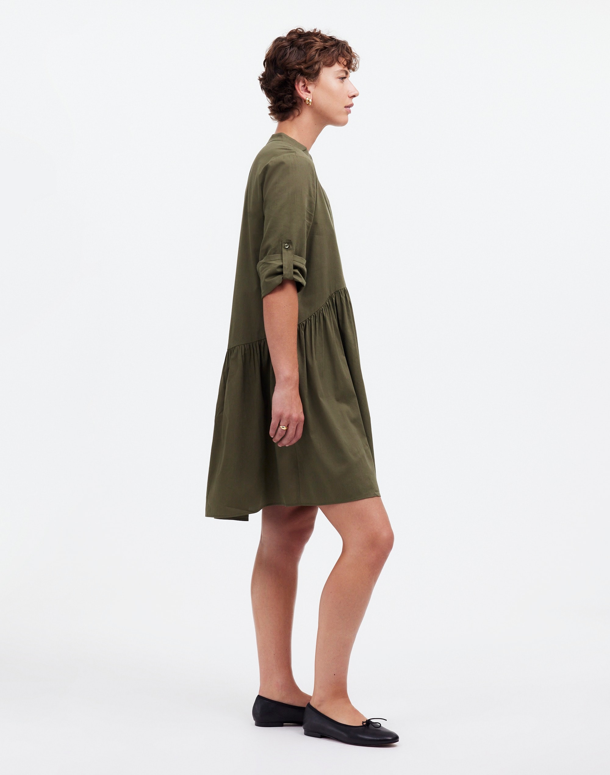 Button-Front Mini Shirtdress