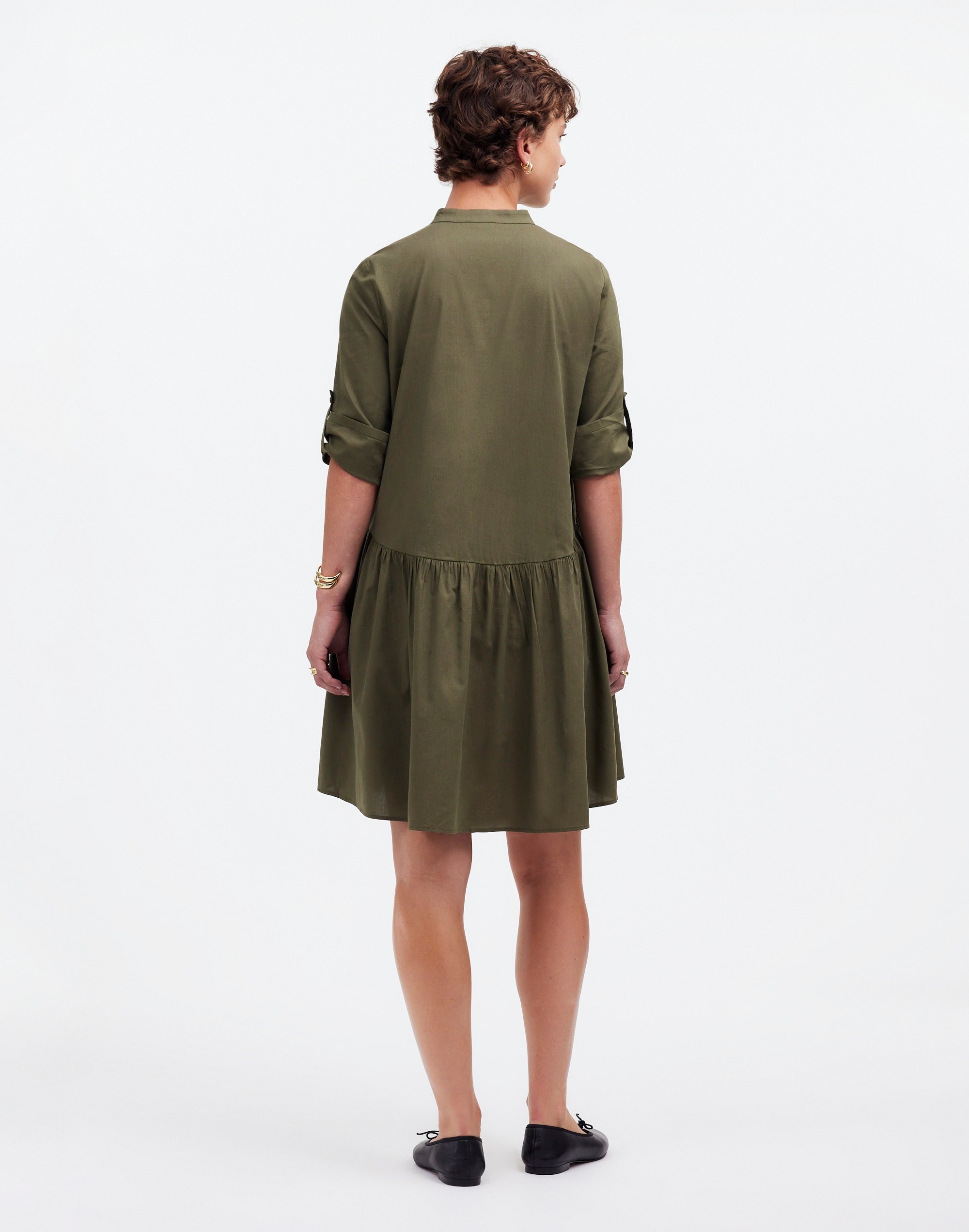 Button-Front Mini Shirtdress