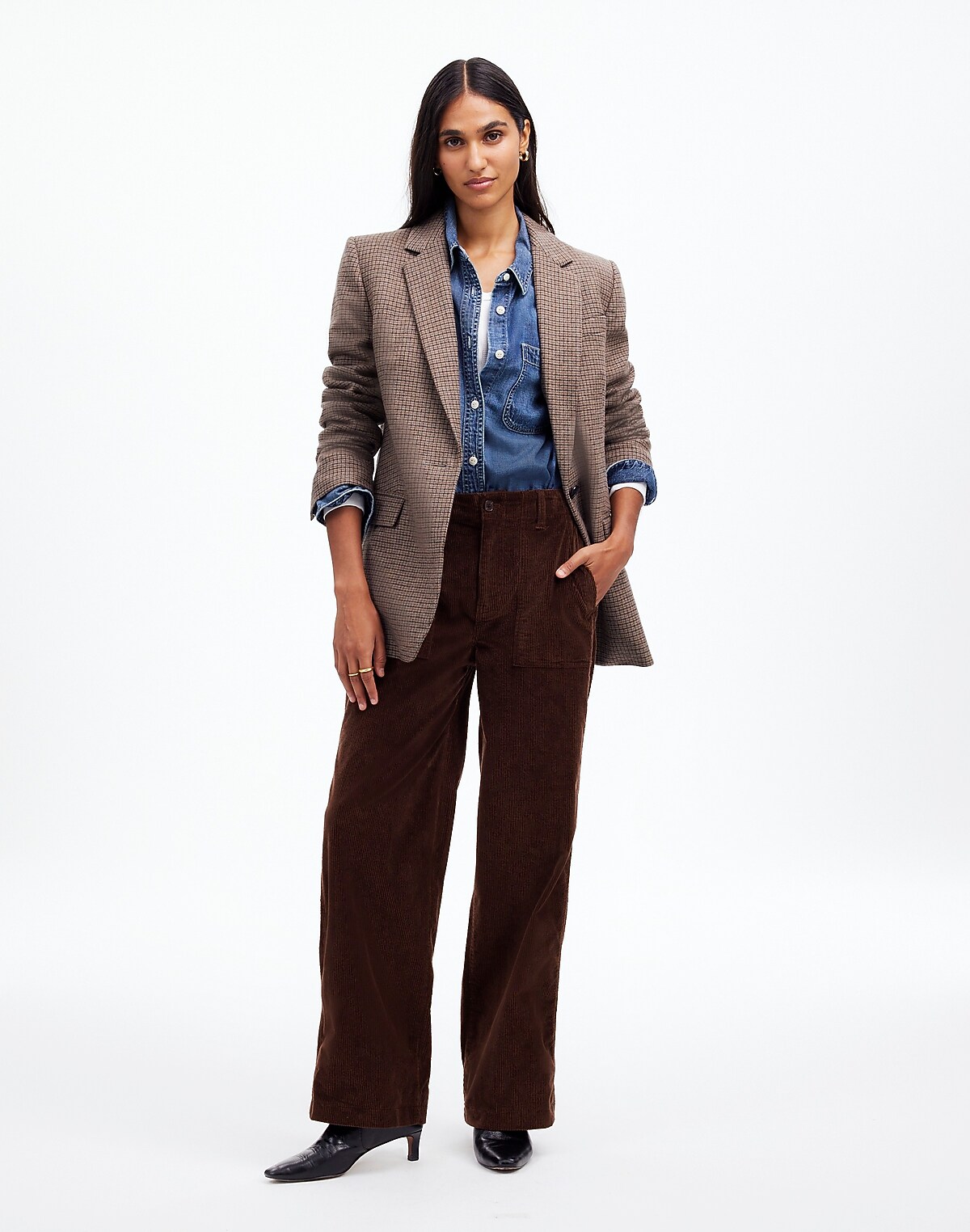Low-Slung Baggy Utility Pants in Corduroy