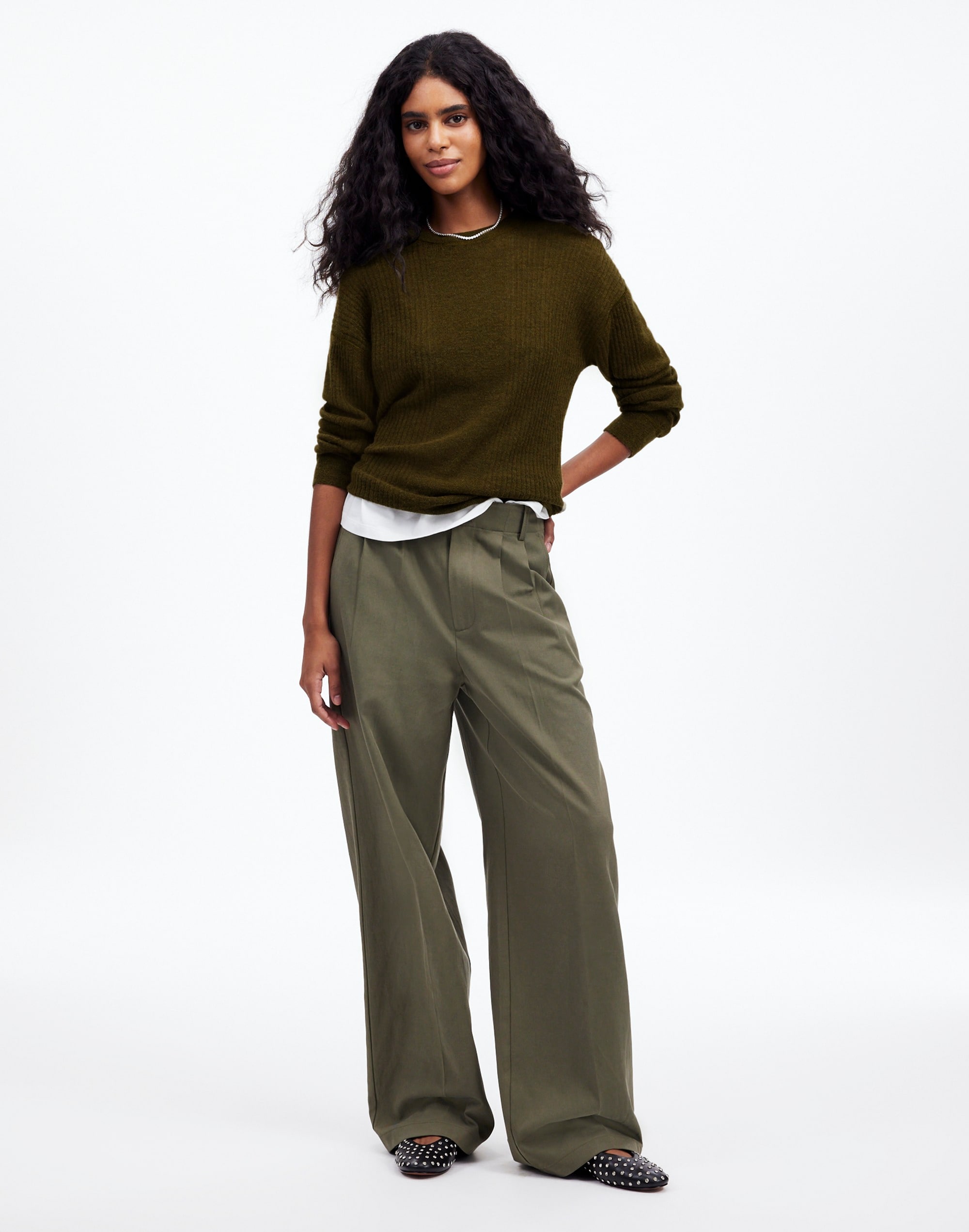 Ribbed Alpaca-Blend Crewneck Sweater