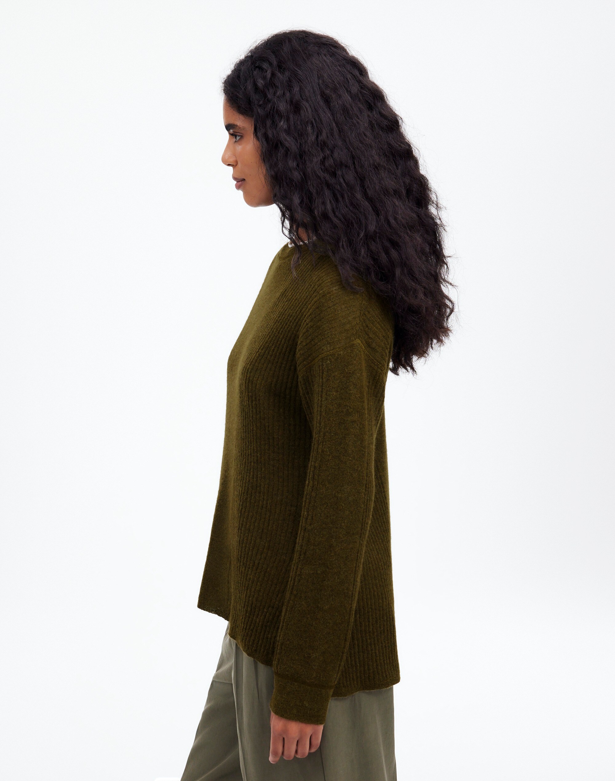 Ribbed Alpaca-Blend Crewneck Sweater