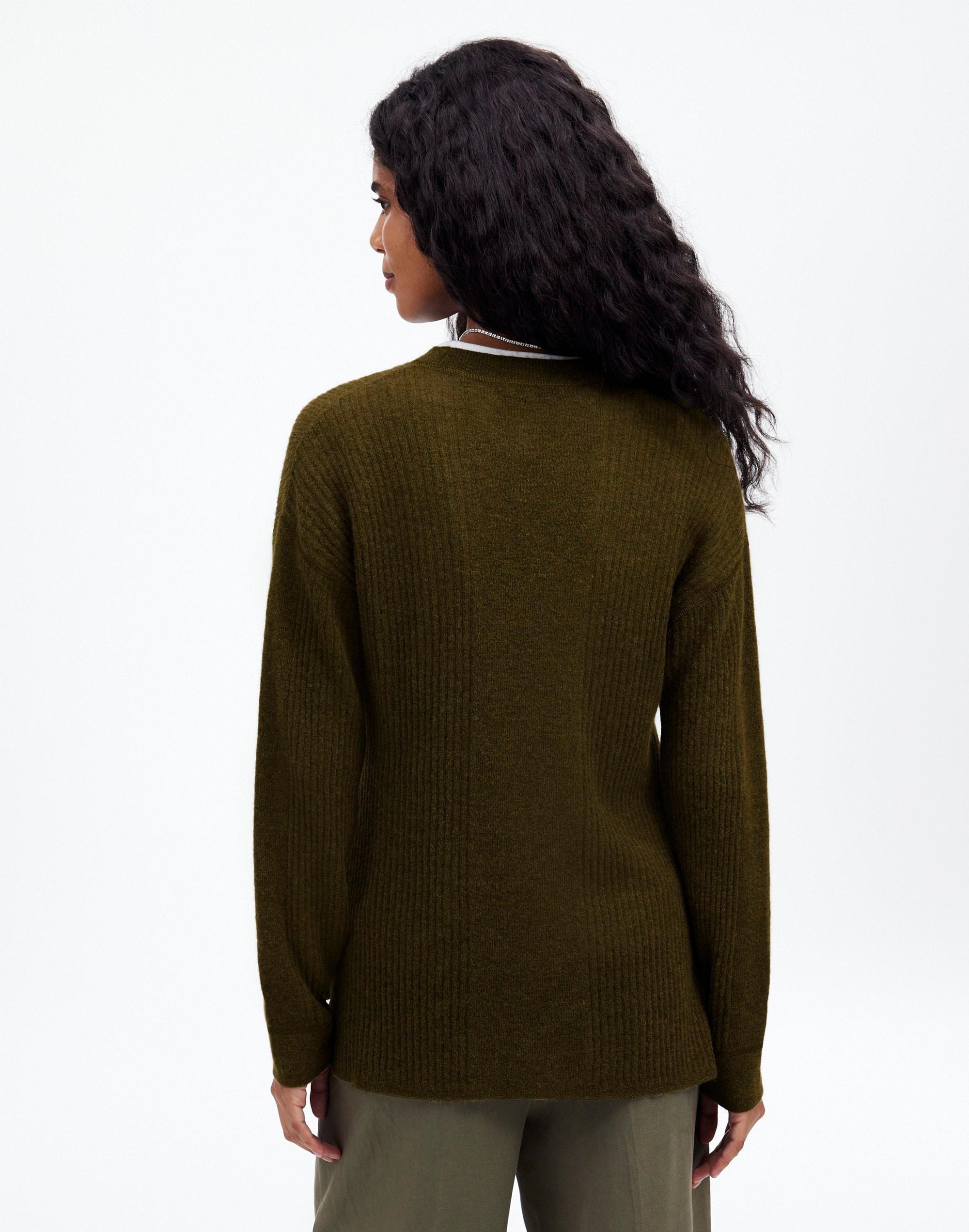 Ribbed Alpaca-Blend Crewneck Sweater