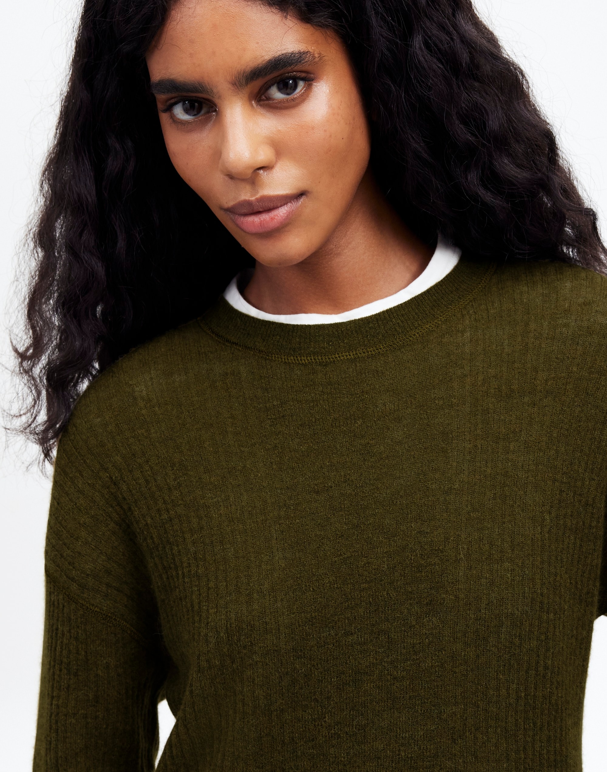 Ribbed Alpaca-Blend Crewneck Sweater
